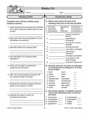 Famous Canadian Male Athletes Non Fiction Reading Grades 4-8