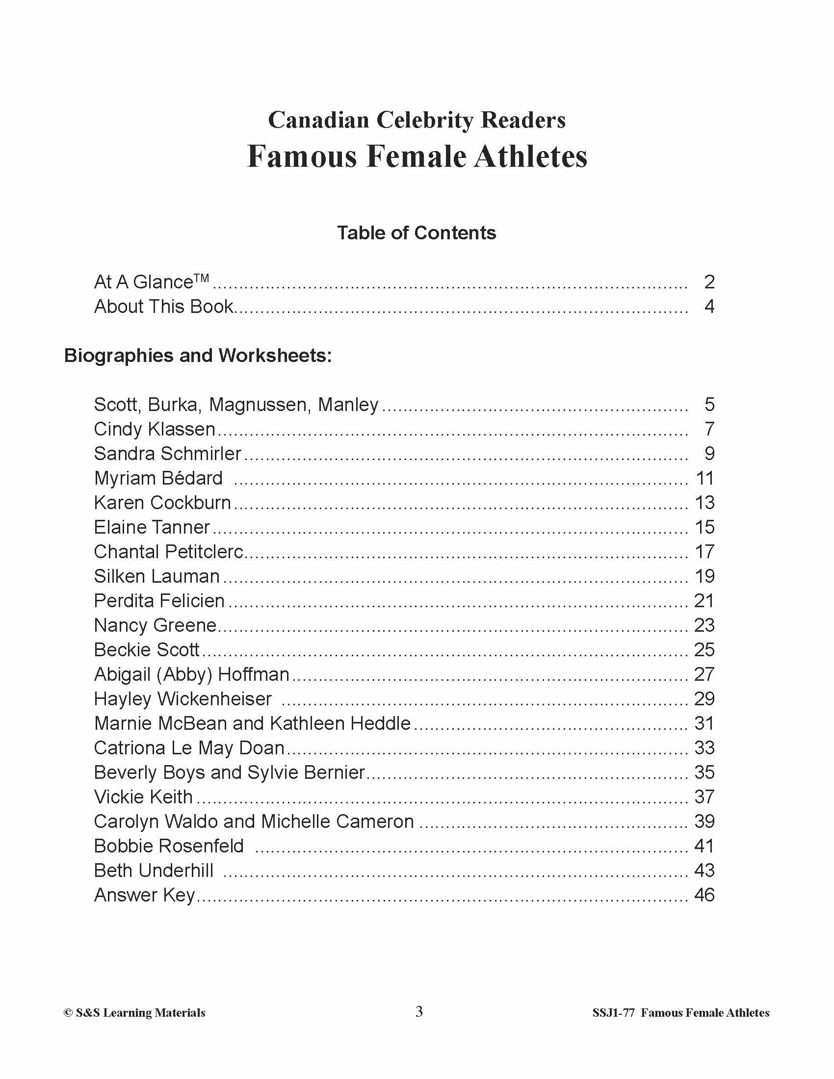 Famous Canadian Female Athletes Non Fiction Reading Grades 4-8