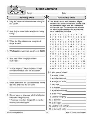 Famous Canadian Female Athletes Non Fiction Reading Grades 4-8