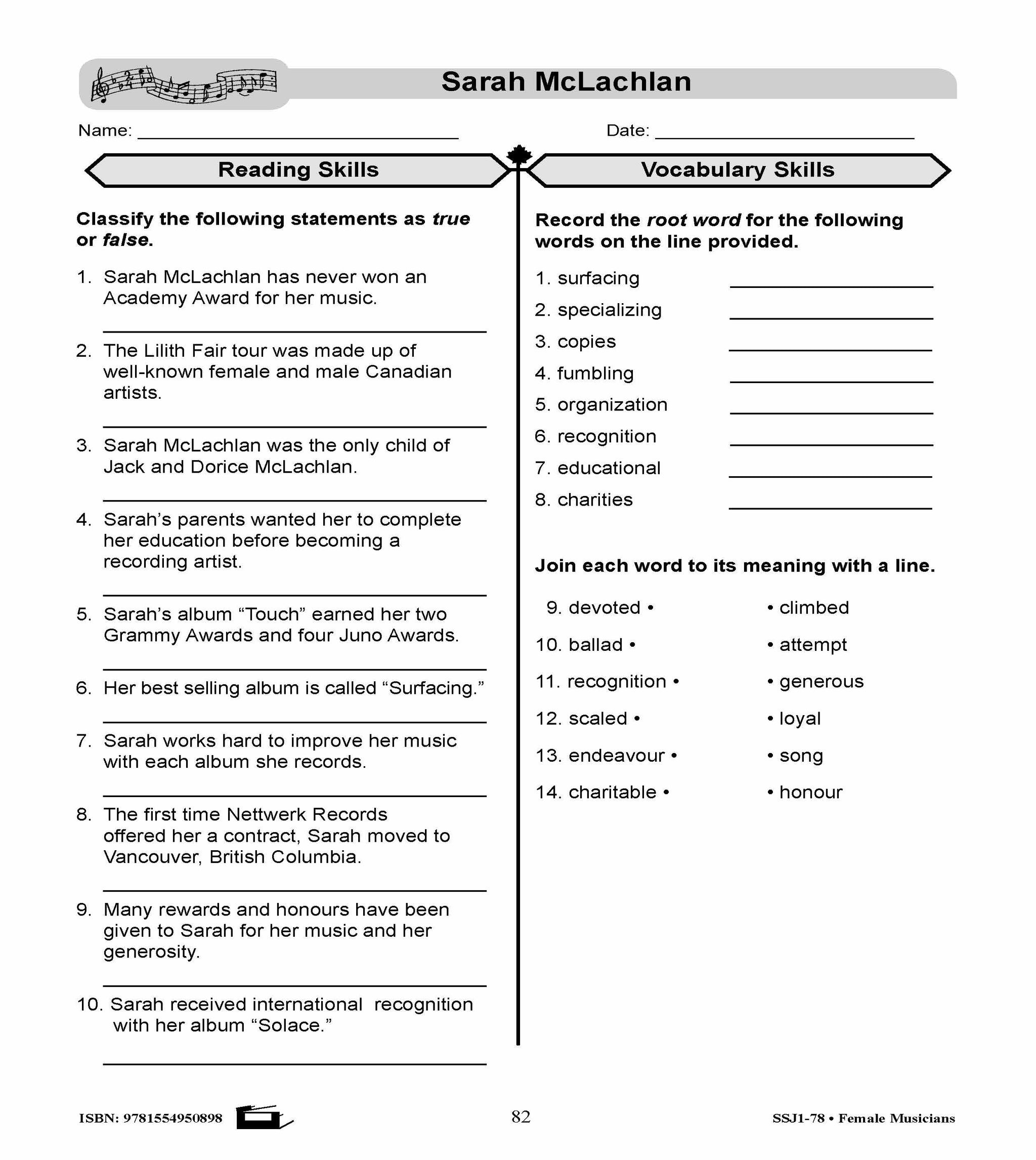 Reading with Canadian Celebrities Grades 4-8