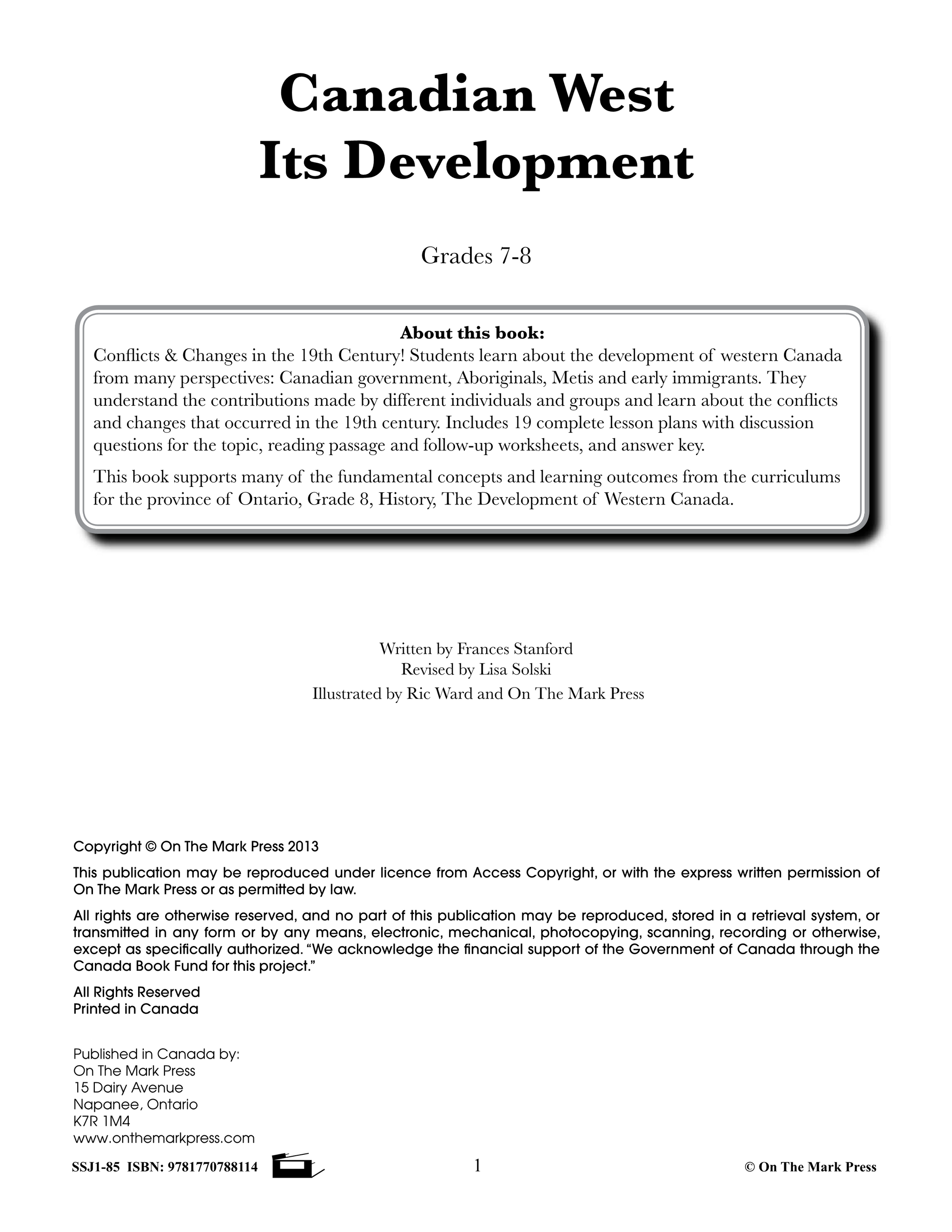 Canadian West - It's Development Grades 7-8