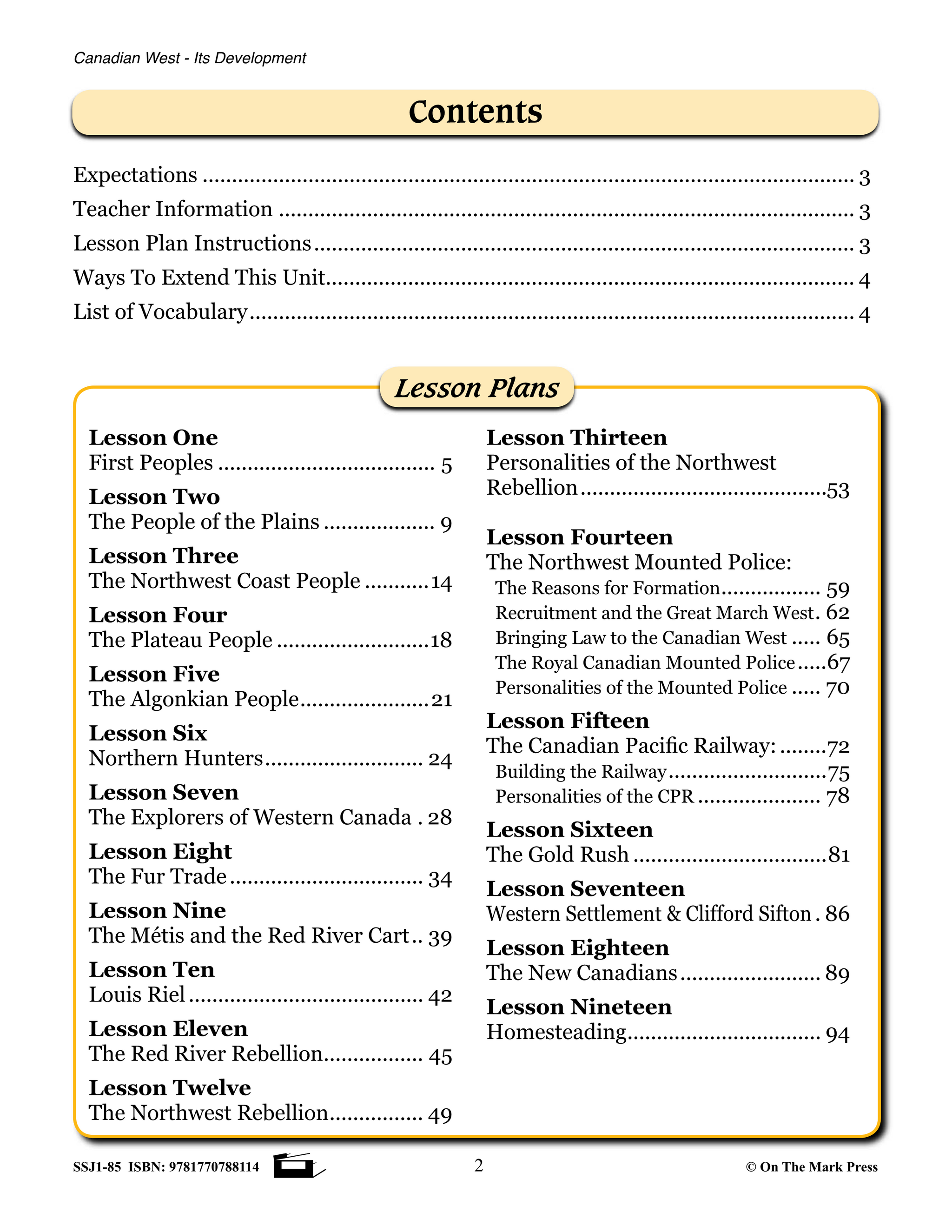 Canadian West - It's Development Grades 7-8
