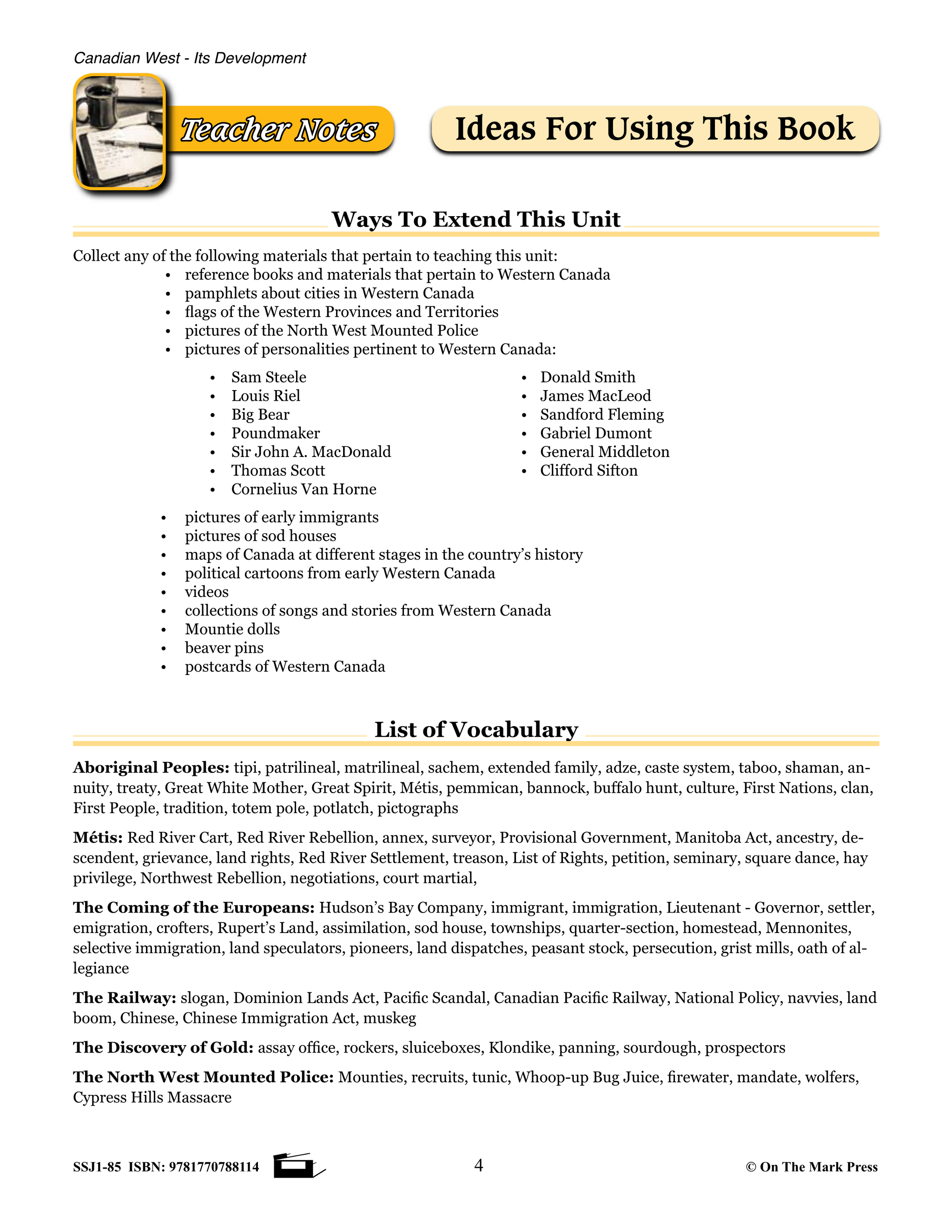 Canadian West - It's Development Grades 7-8