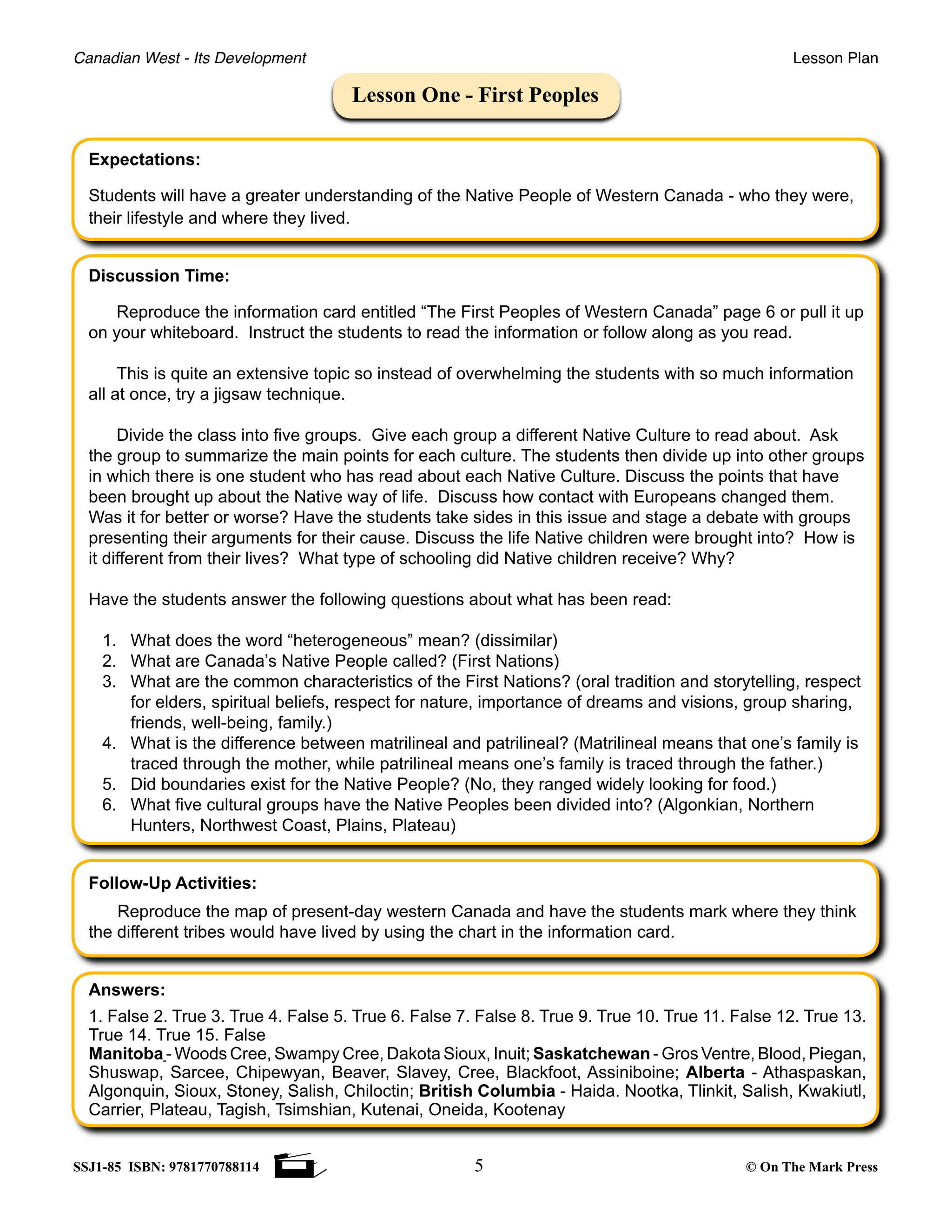 Canadian West - It's Development Grades 7-8
