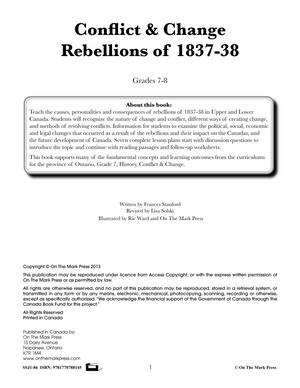 Conflict & Change - Rebellions of 1837-38 Grades 7-8 Upper & Lower Canada