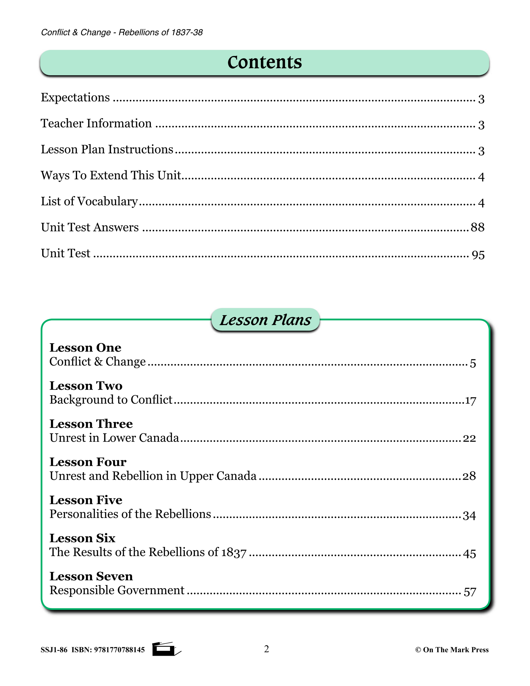 Conflict & Change - Rebellions of 1837-38 Grades 7-8 Upper & Lower Canada