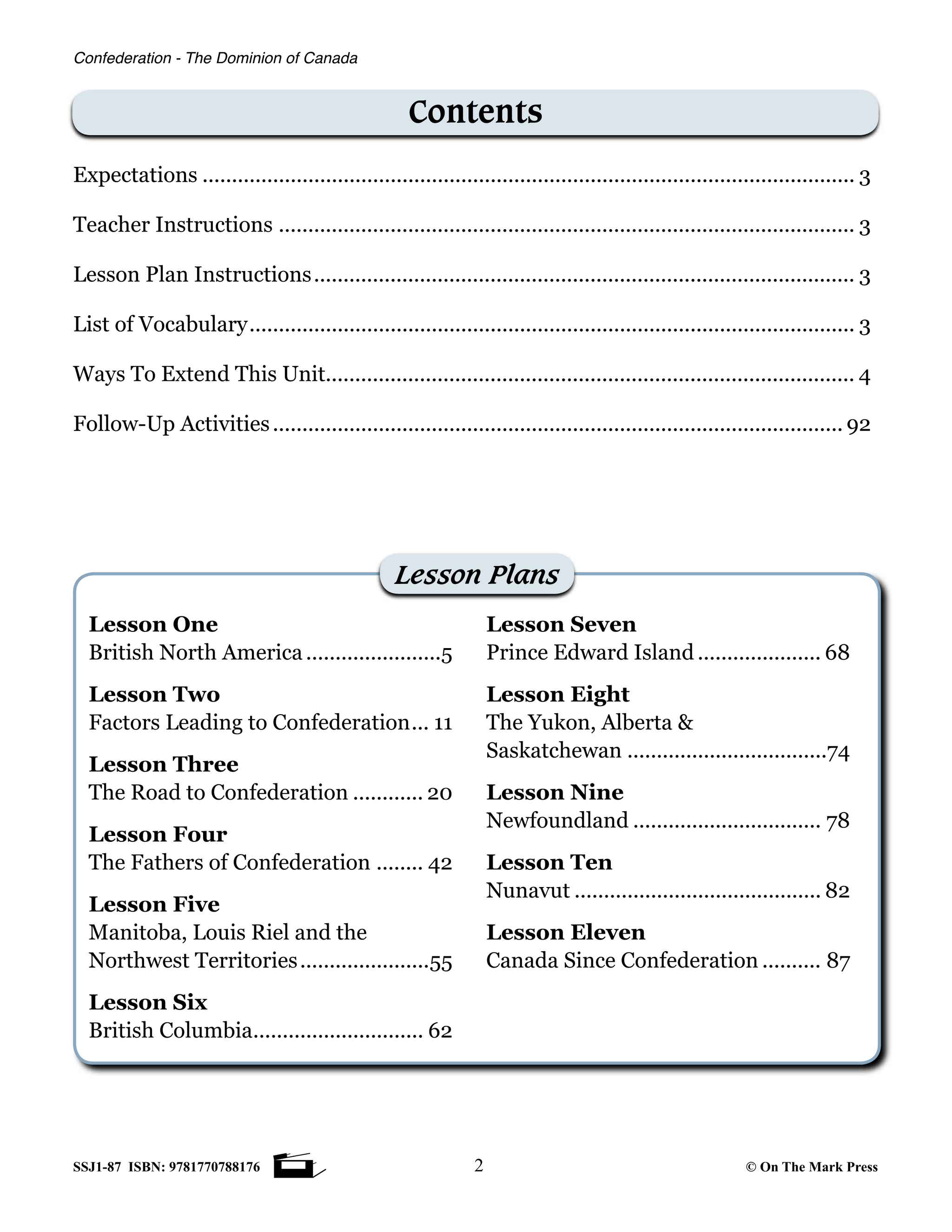 Confederation - The Dominion of Canada Grades 7-8