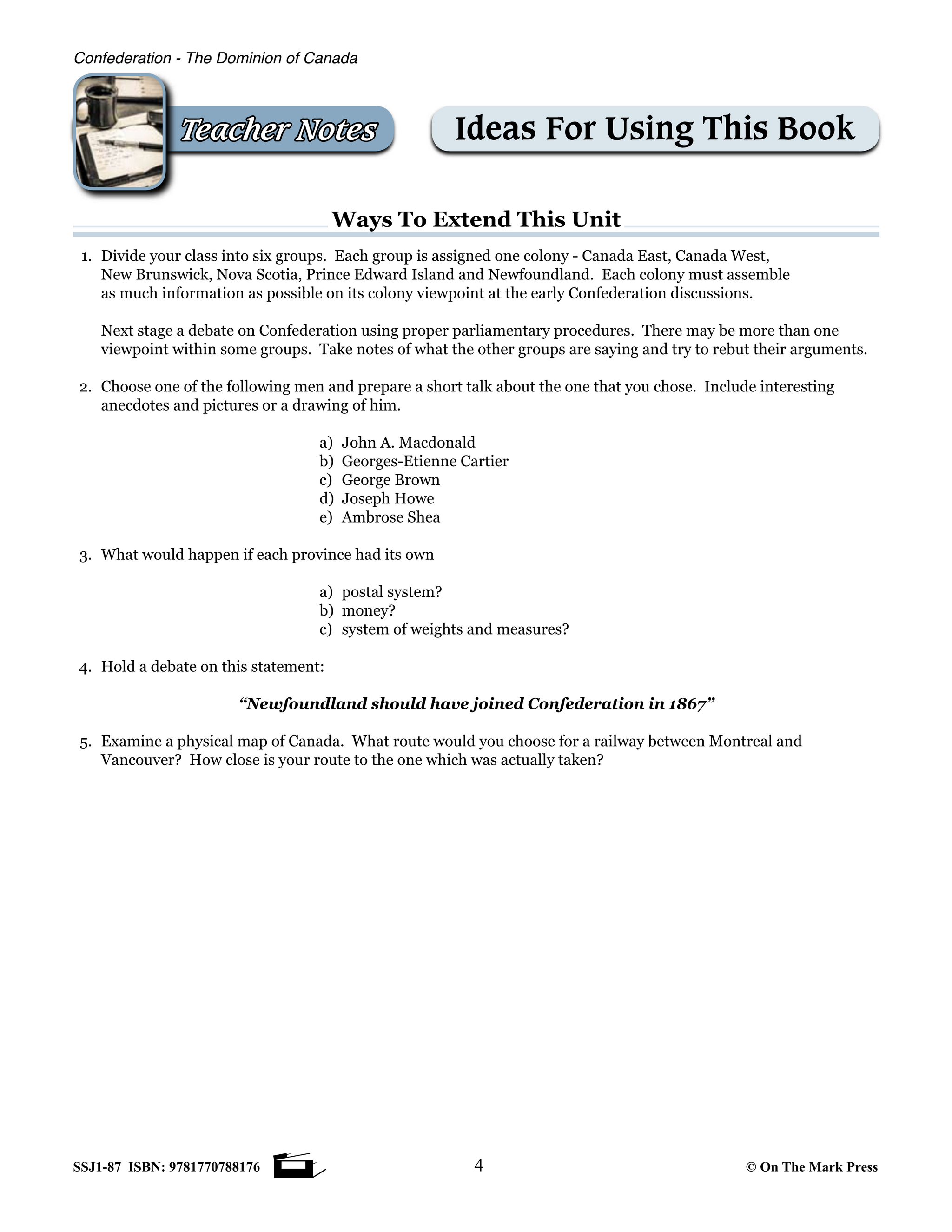 Confederation - The Dominion of Canada Grades 7-8