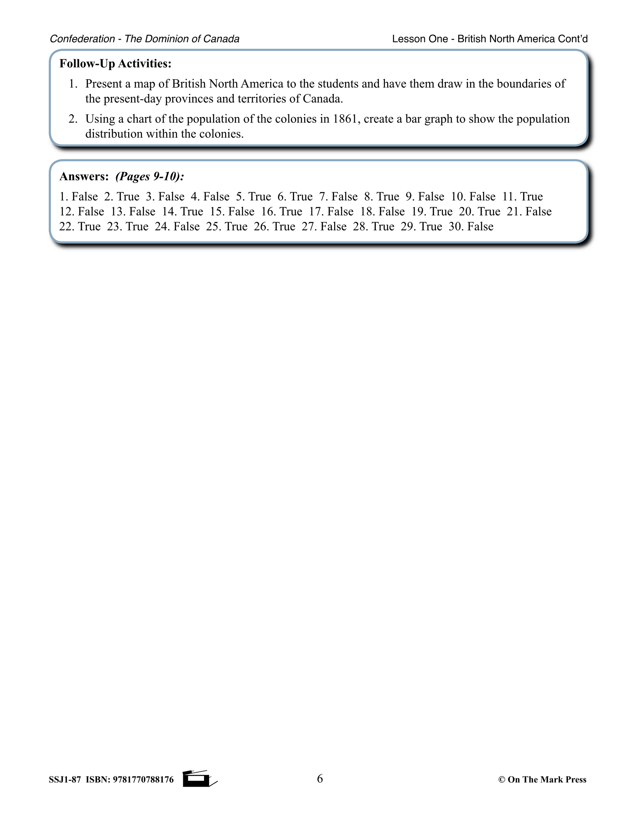Confederation - The Dominion of Canada Grades 7-8