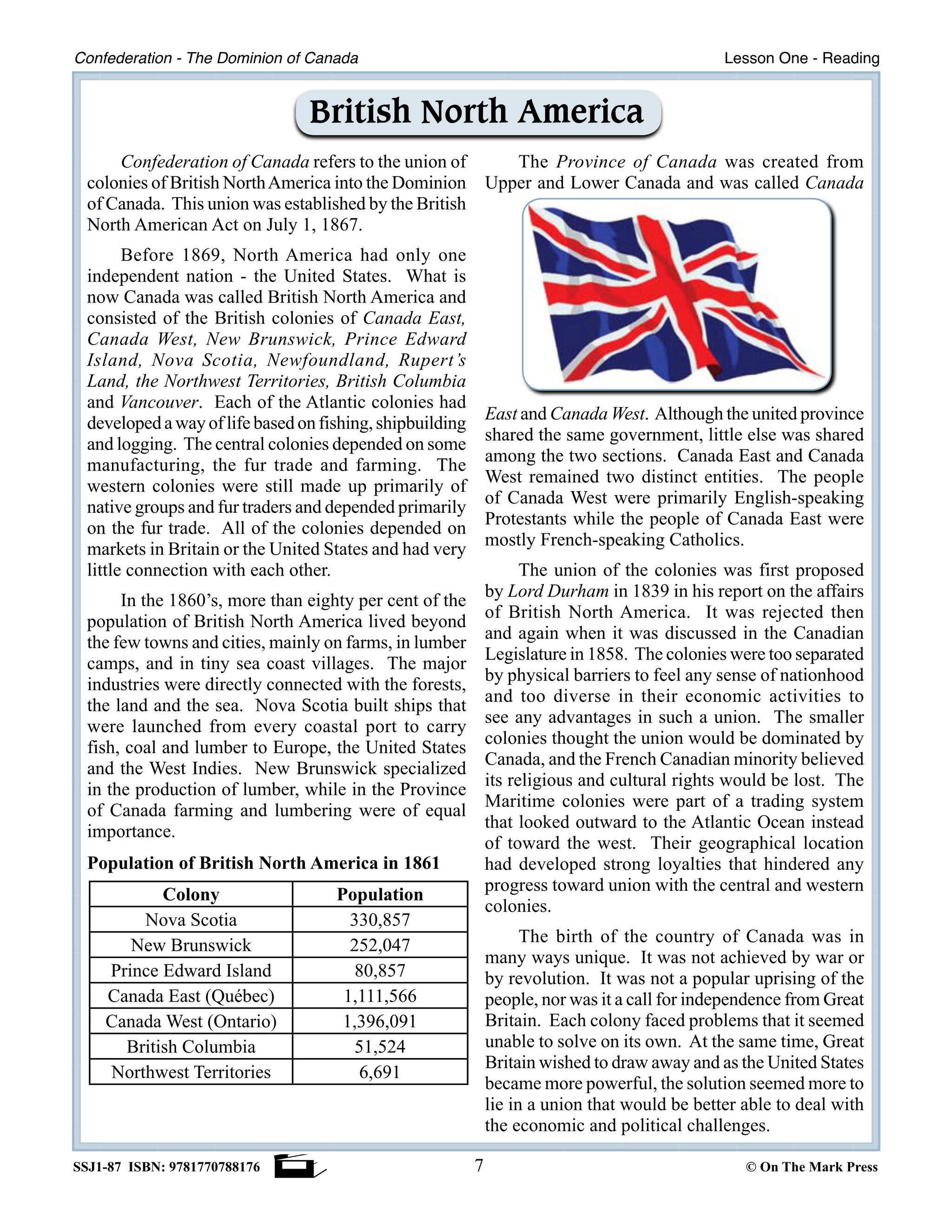 Confederation - The Dominion of Canada Grades 7-8