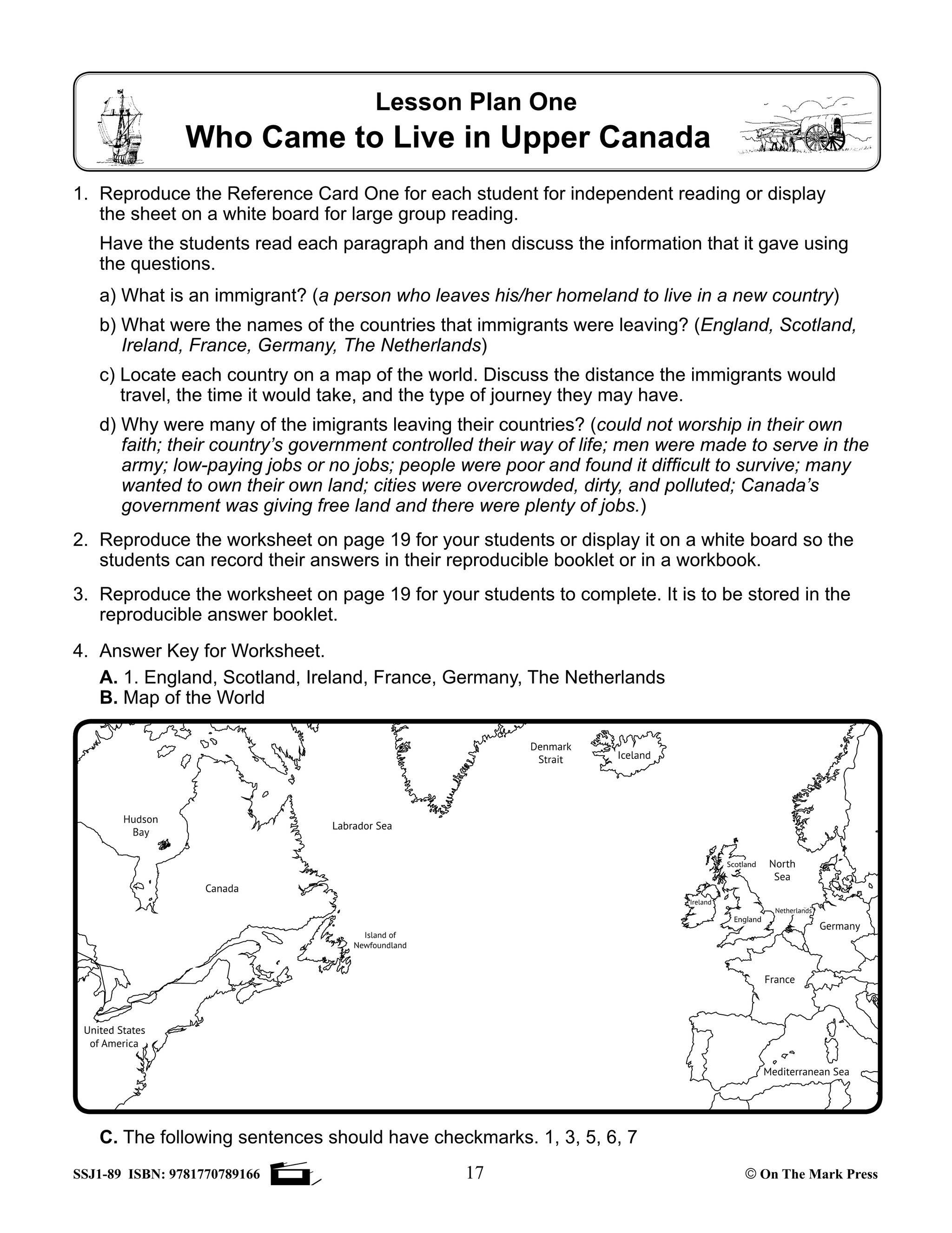 Early Settlers in Upper Canada Grades 2-4