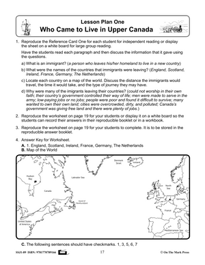 Early Settlers in Upper Canada Grades 2-4