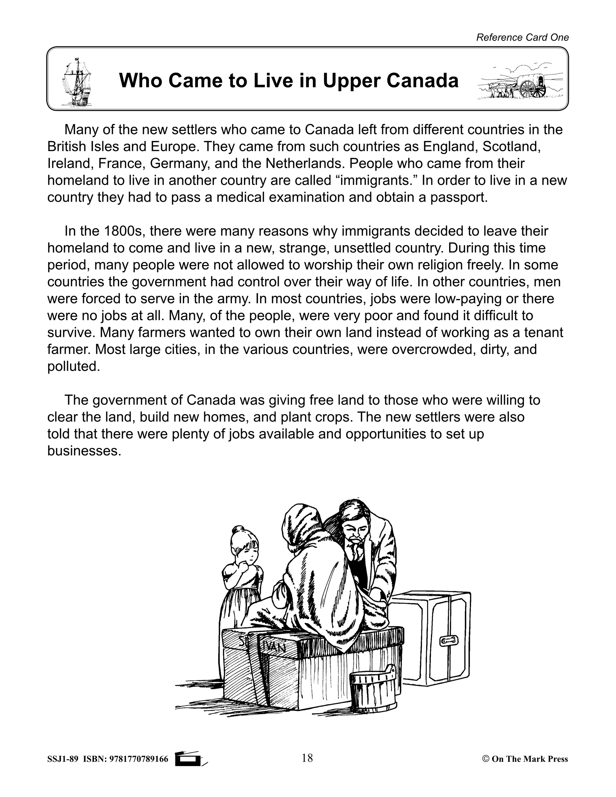 Early Settlers in Upper Canada Grades 2-4
