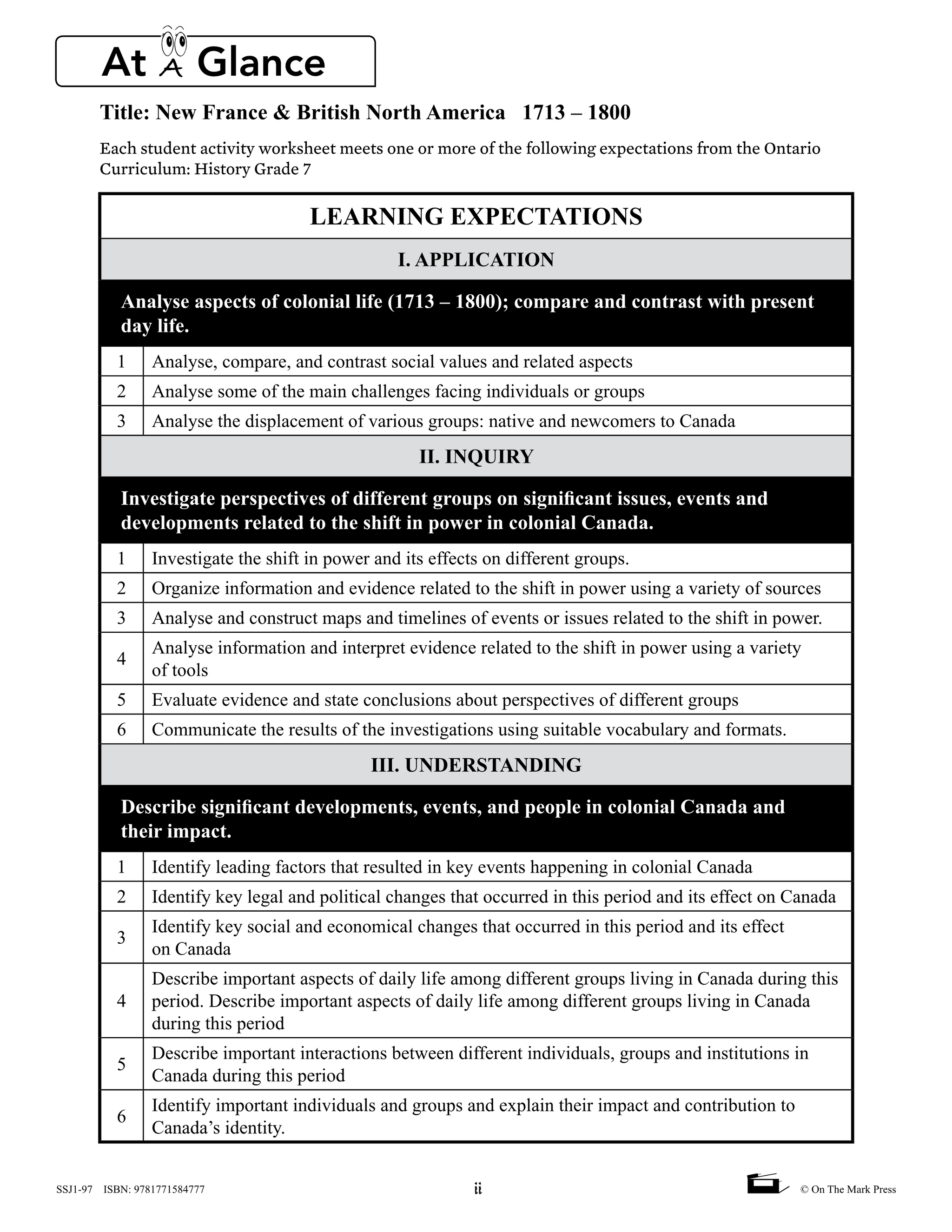 New France & British North America 1713-1800 Grade 7 High Interest/Low Vocabulary