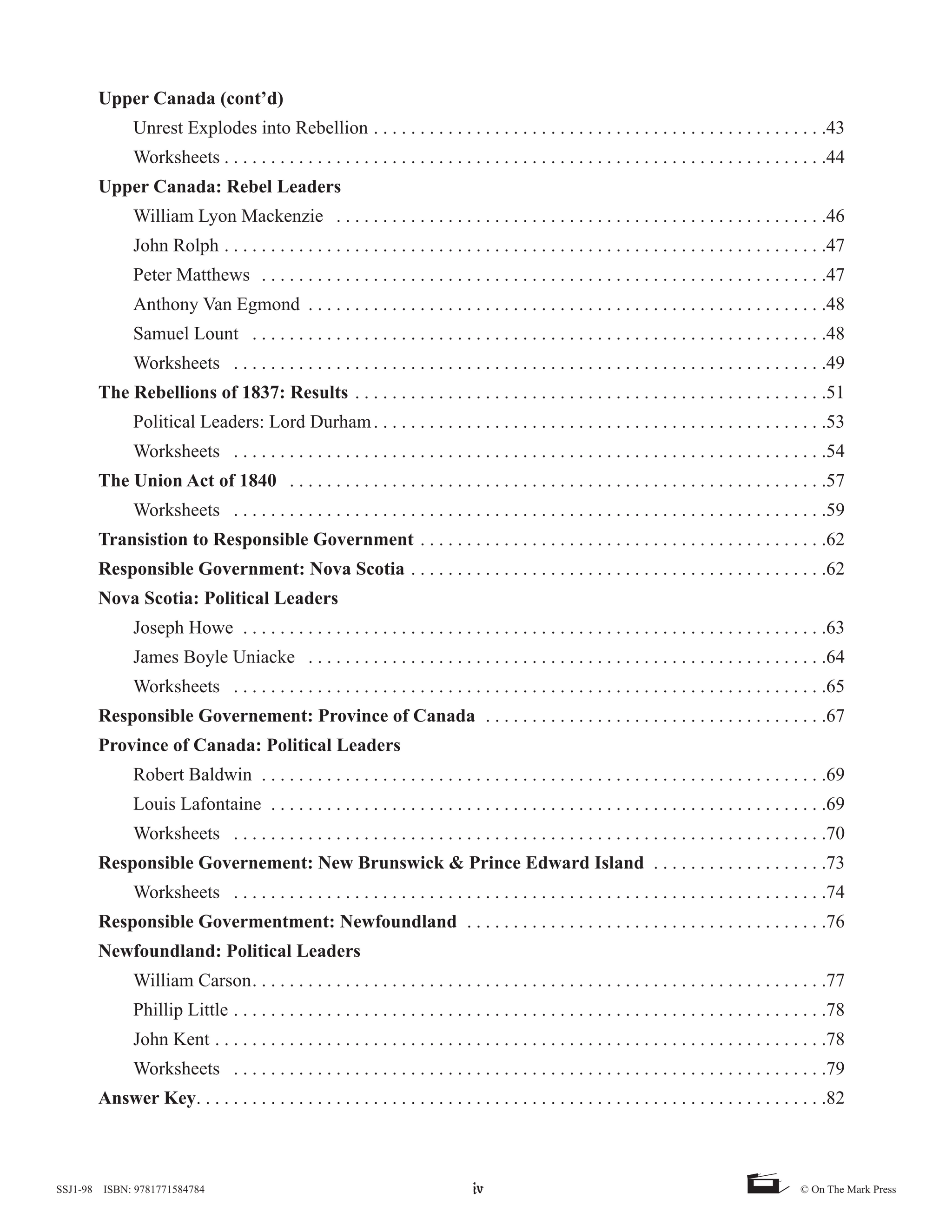 Canada: Conflicts & Challenges - Canada 1800-1850 Grade 7, High Interest/Low Vocabulary