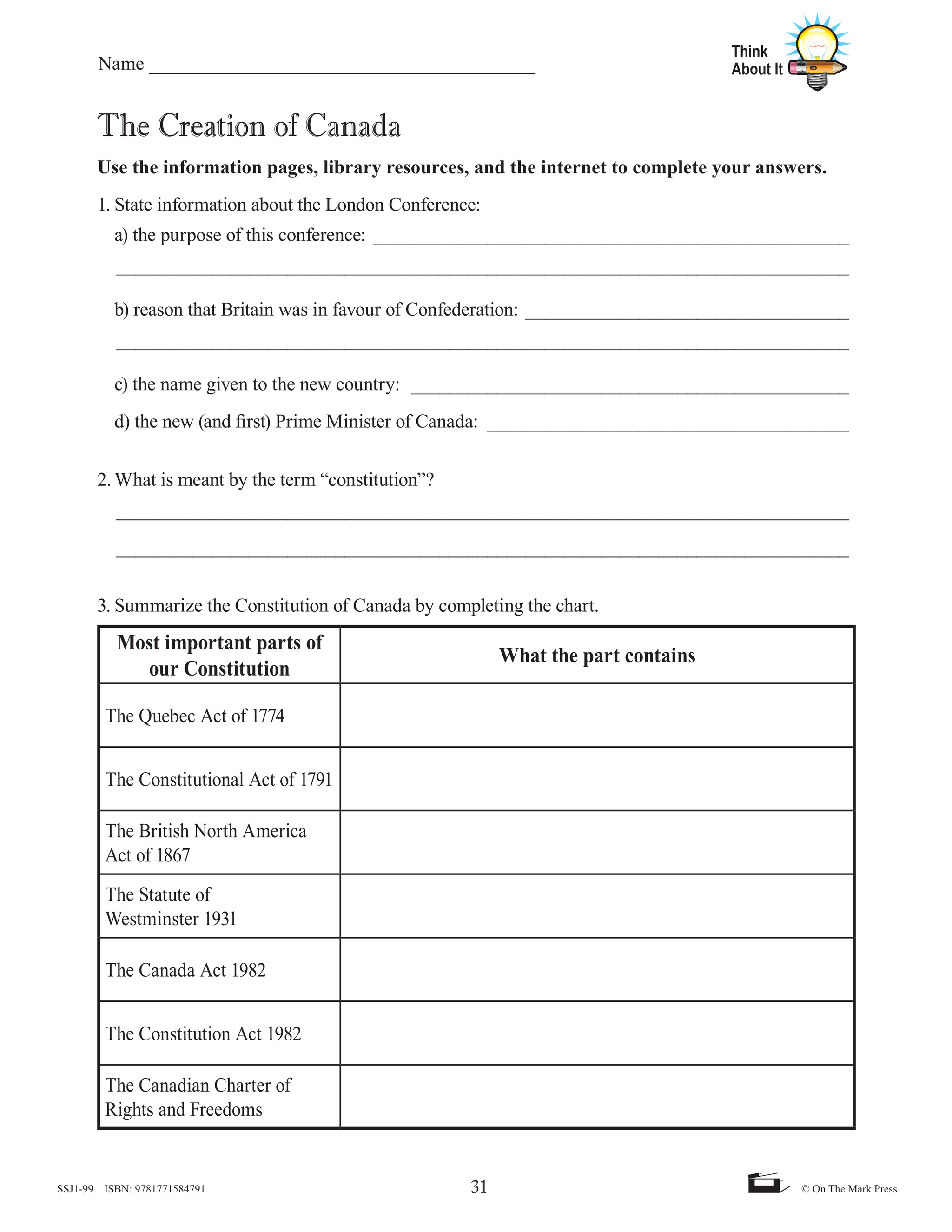 Creating Canada 1850-1890 Grade 8, High Interest, Low Vocabulary