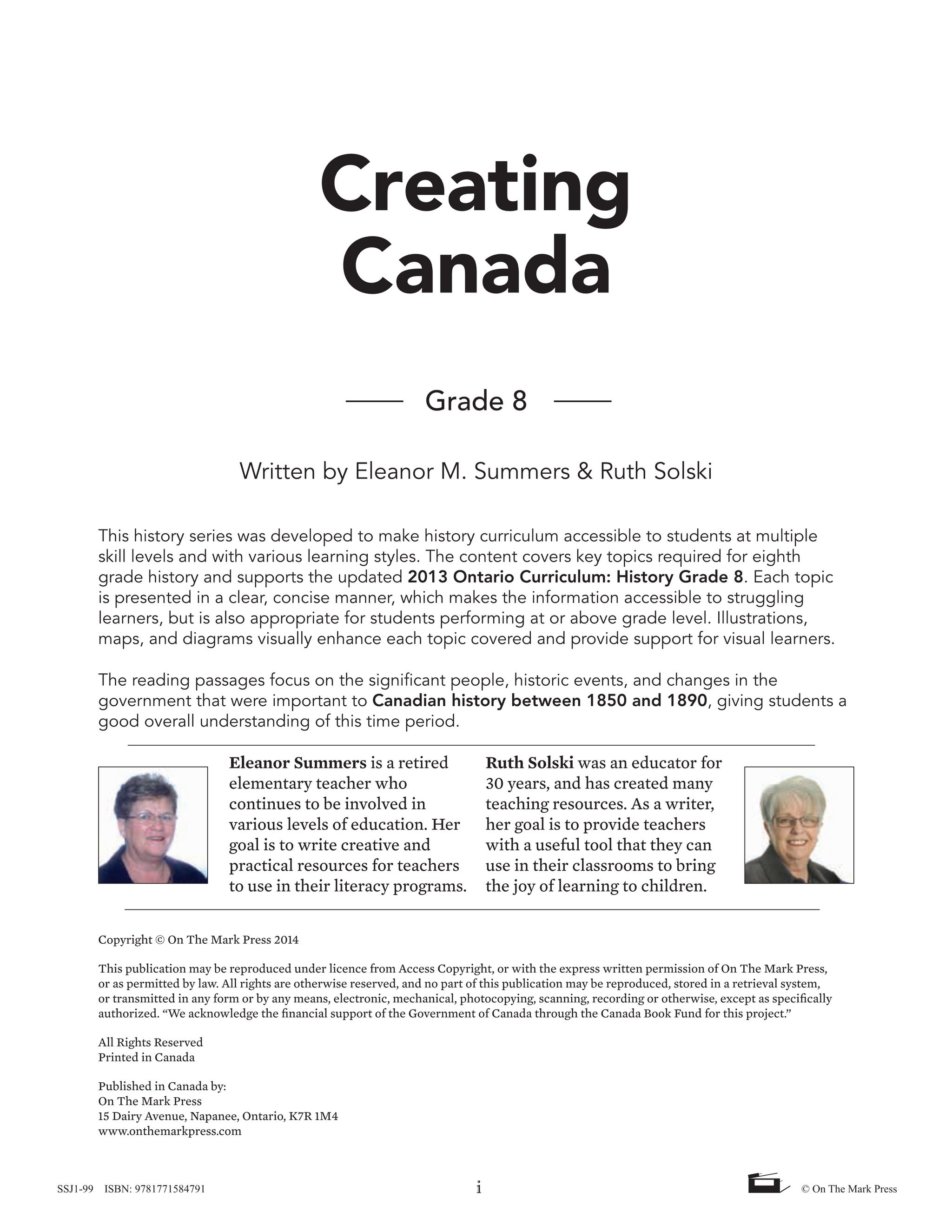 Creating Canada 1850-1890 Grade 8, High Interest, Low Vocabulary