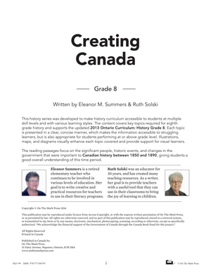 Creating Canada 1850-1890 Grade 8, High Interest, Low Vocabulary