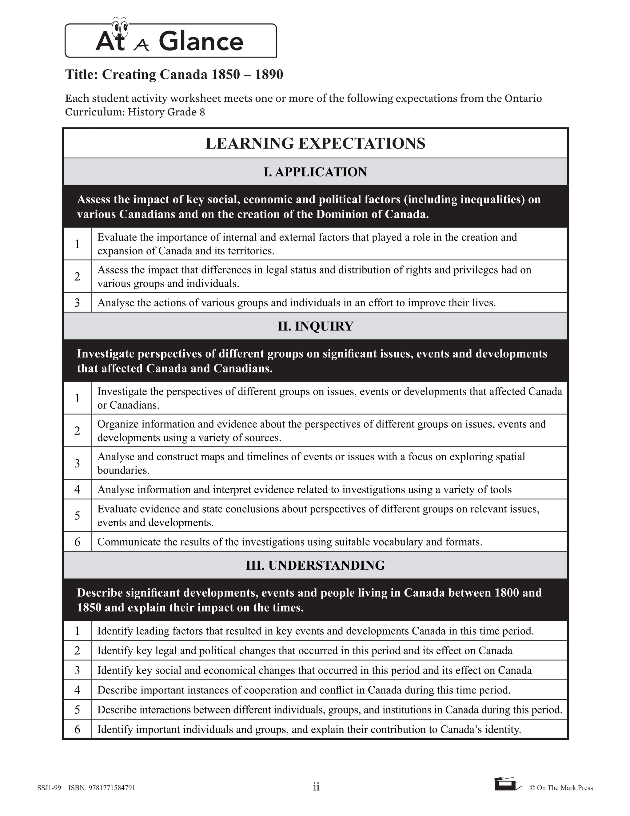 Creating Canada 1850-1890 Grade 8, High Interest, Low Vocabulary