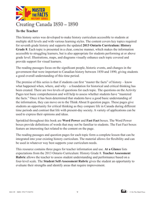 Creating Canada 1850-1890 Grade 8, High Interest, Low Vocabulary