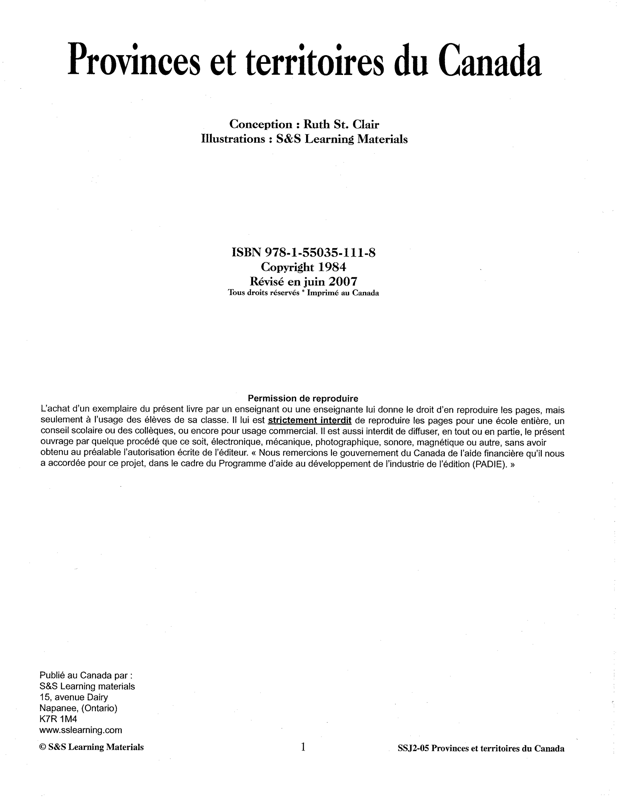 Provinces et territores du Canada 3e à 5e année