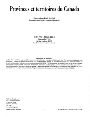 Provinces et territores du Canada 3e à 5e année