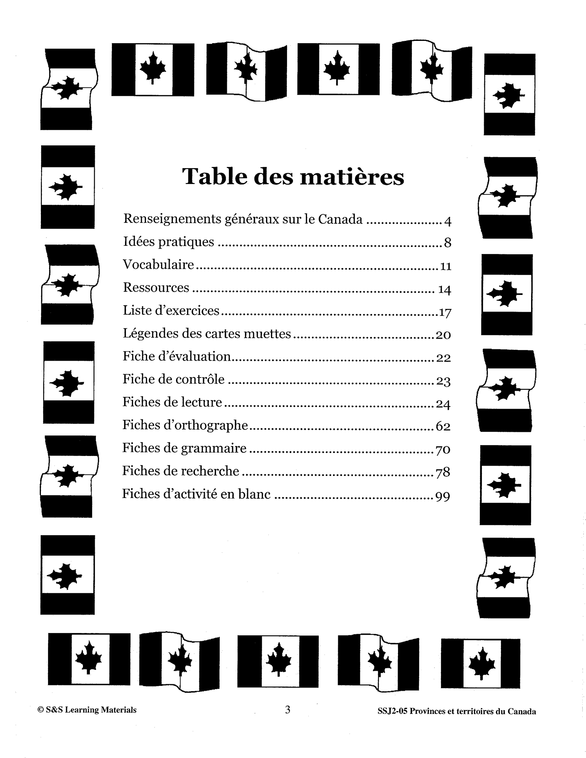 Provinces et territores du Canada 3e à 5e année