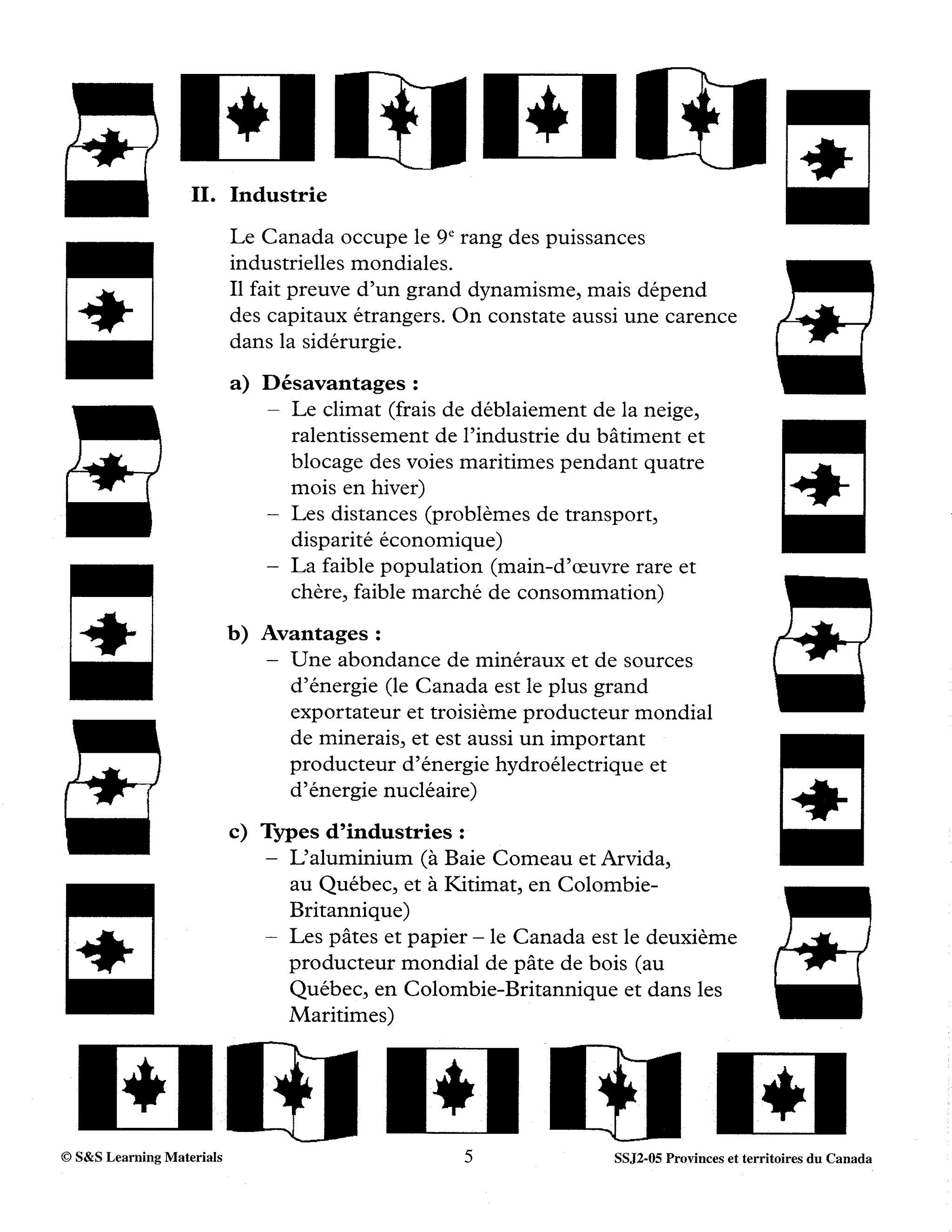 Provinces et territores du Canada 3e à 5e année
