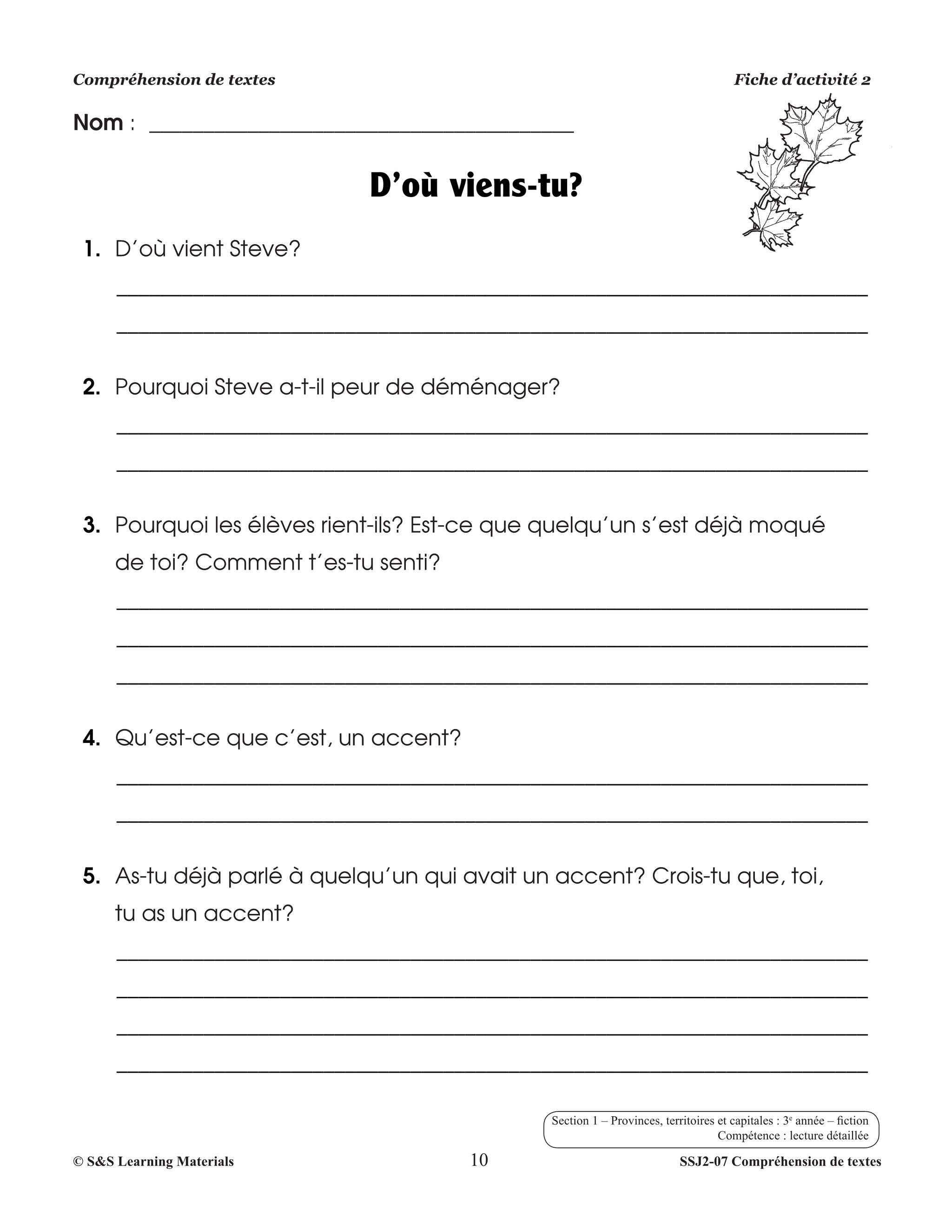 Compréhension de Textes 3e et 4e années