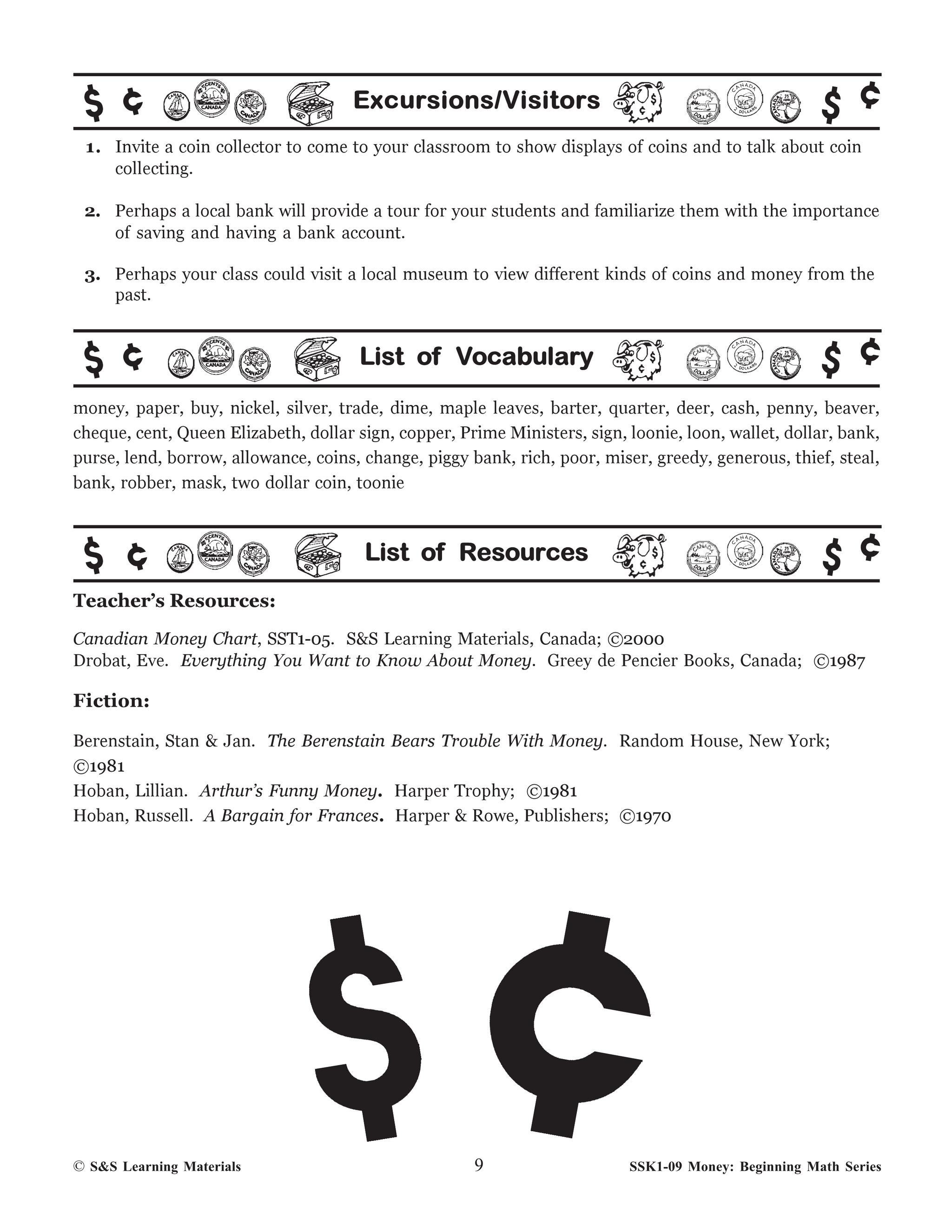 Canadian Money: Currency & Literacy Grades 1-3