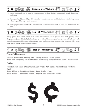 Canadian Money: Currency & Literacy Grades 1-3
