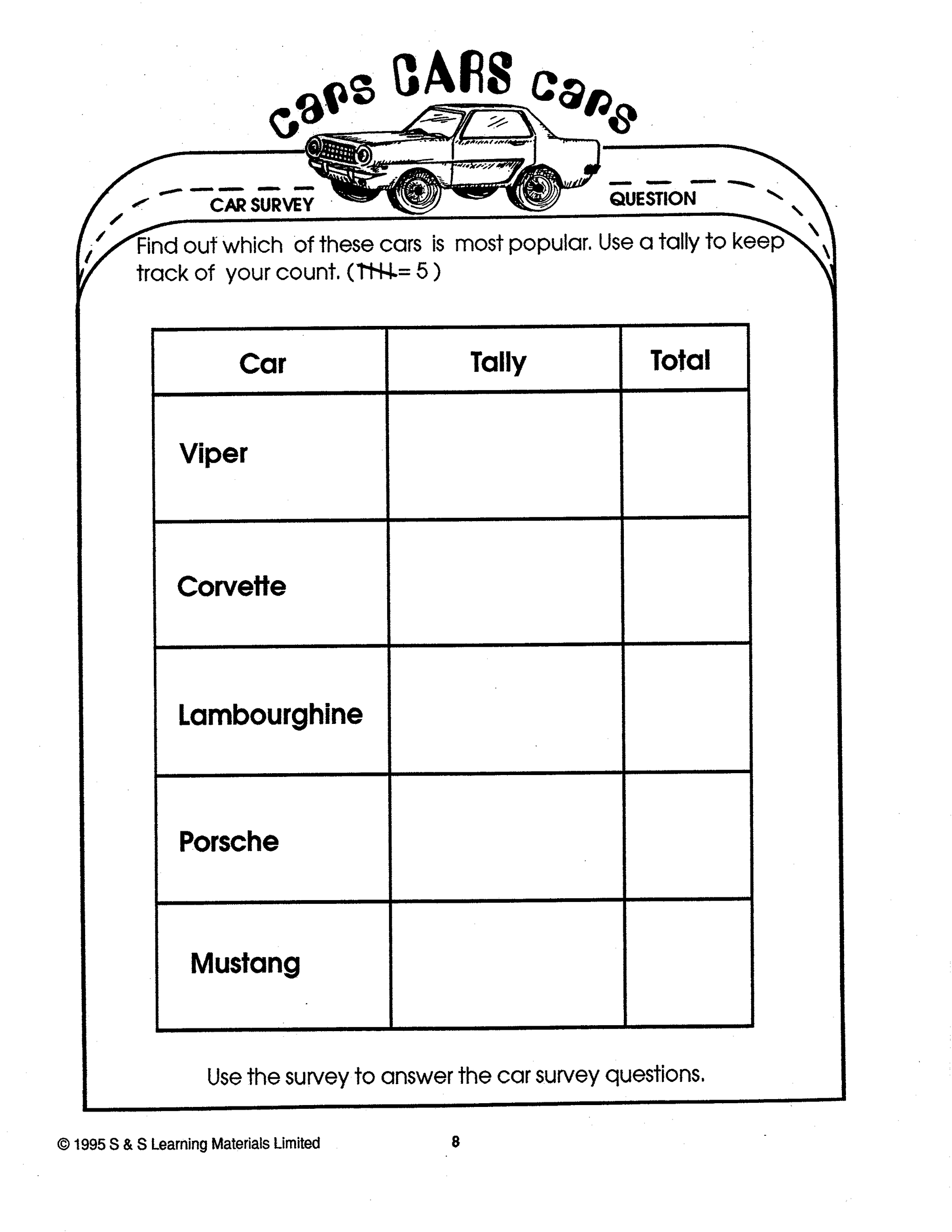 Problem Solving With Cars Grades 3-4