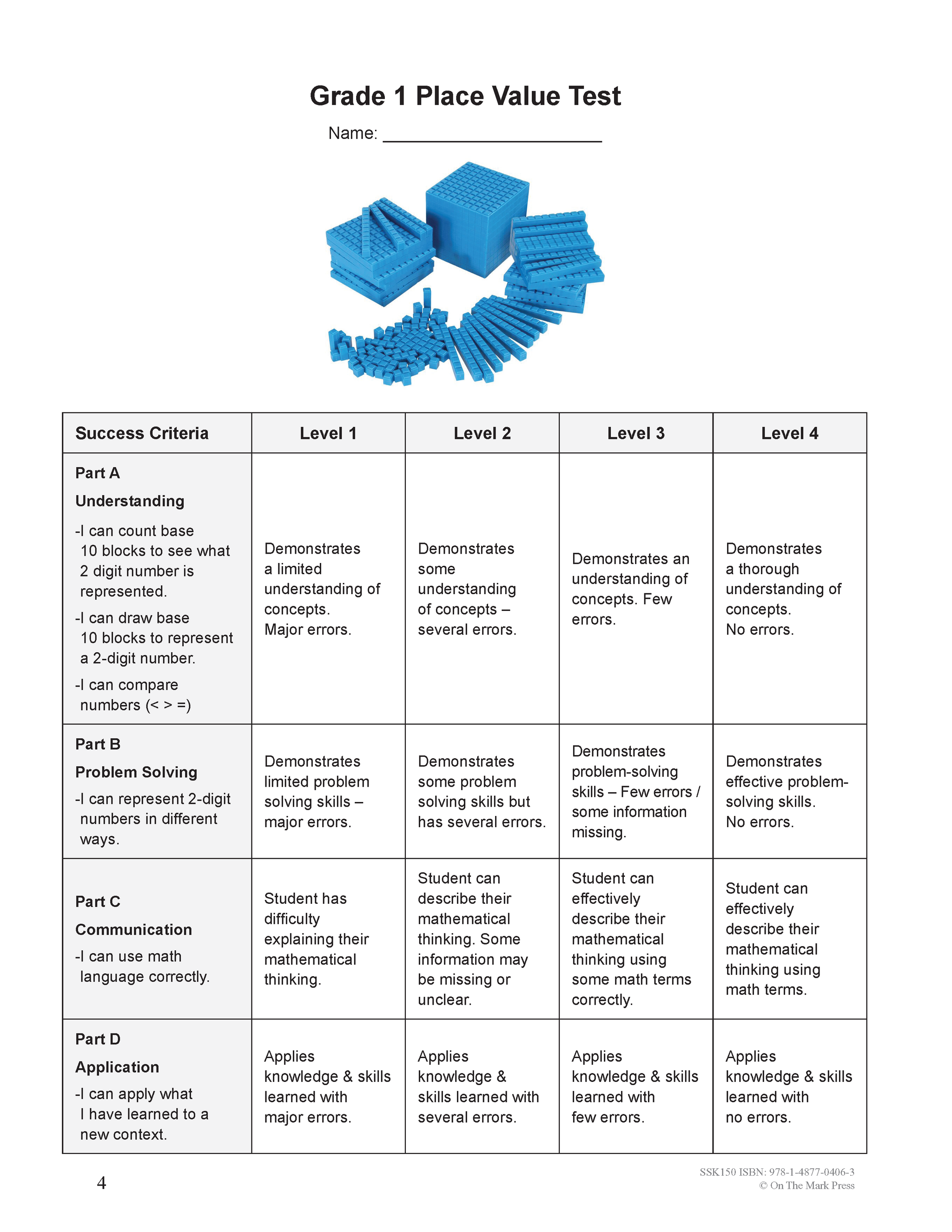 A Year of Grade 1 Math Assessments