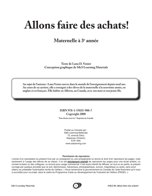 Allons faire des achats! 1e à 3e année