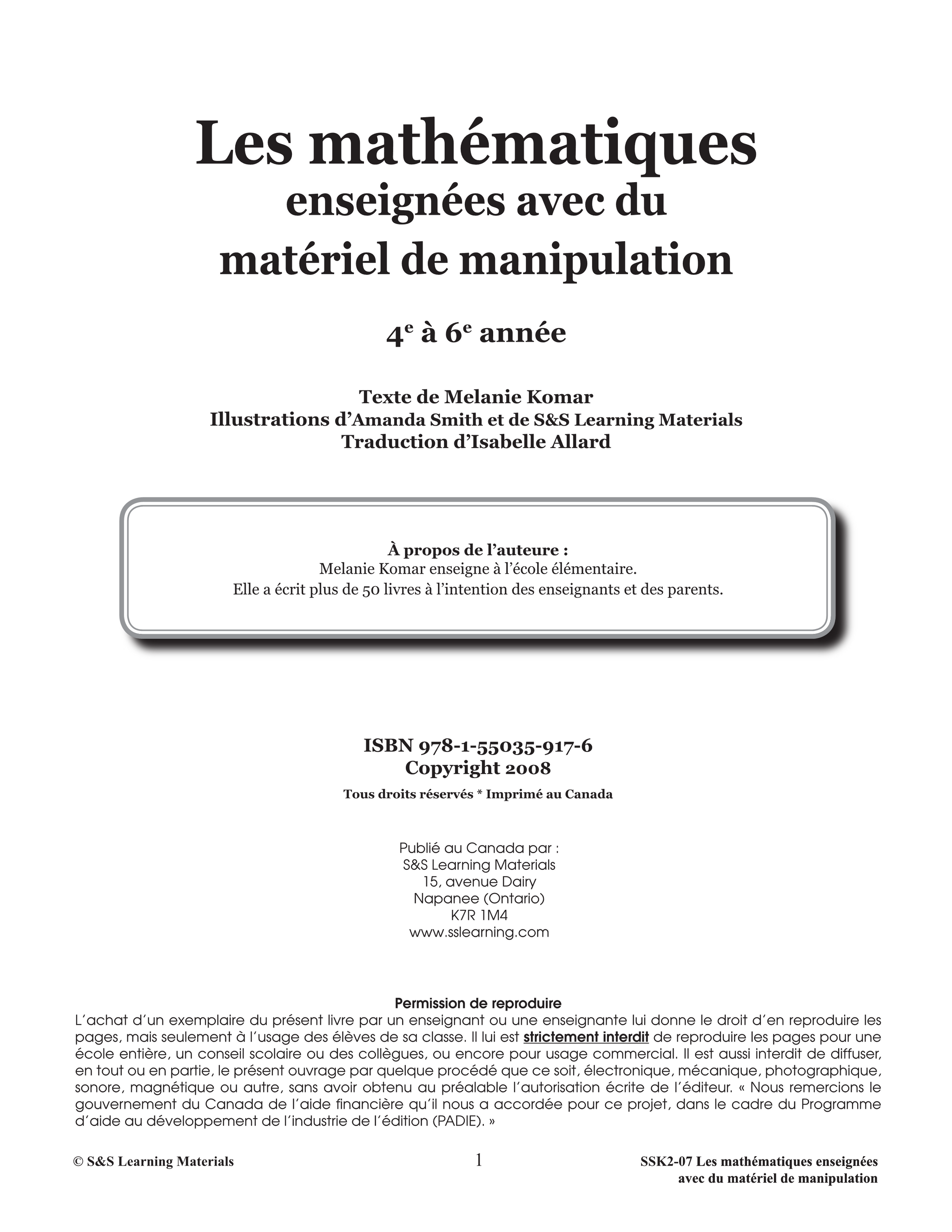 Les mathématiques enseignées avec du matériel de manipulation 4e à 6e année