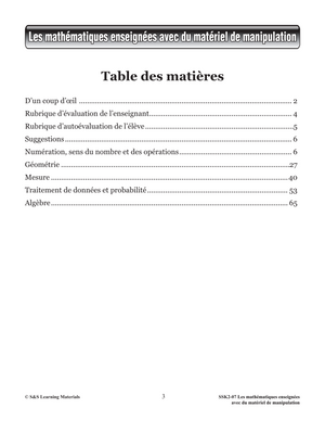 Les mathématiques enseignées avec du matériel de manipulation 4e à 6e année