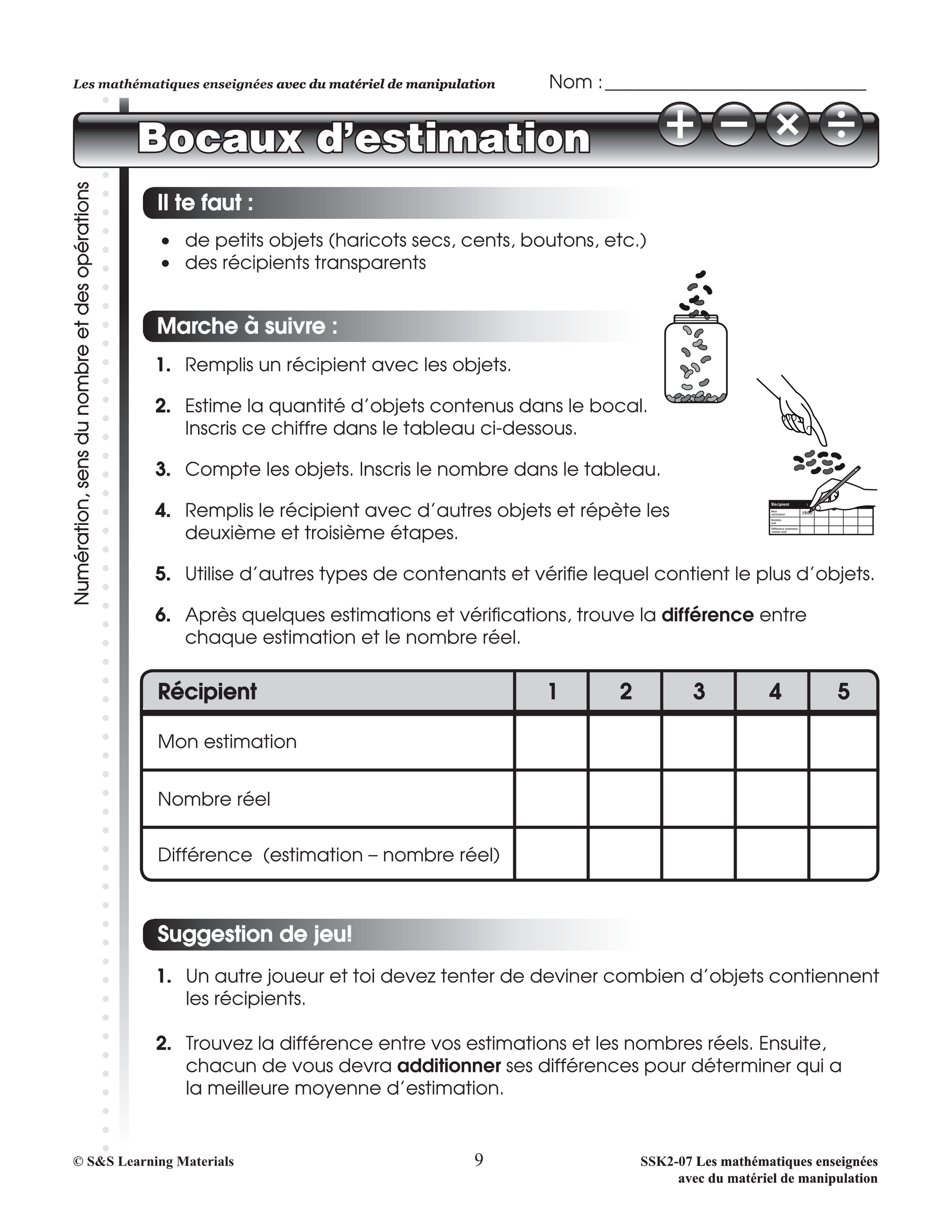 Les mathématiques enseignées avec du matériel de manipulation 4e à 6e année