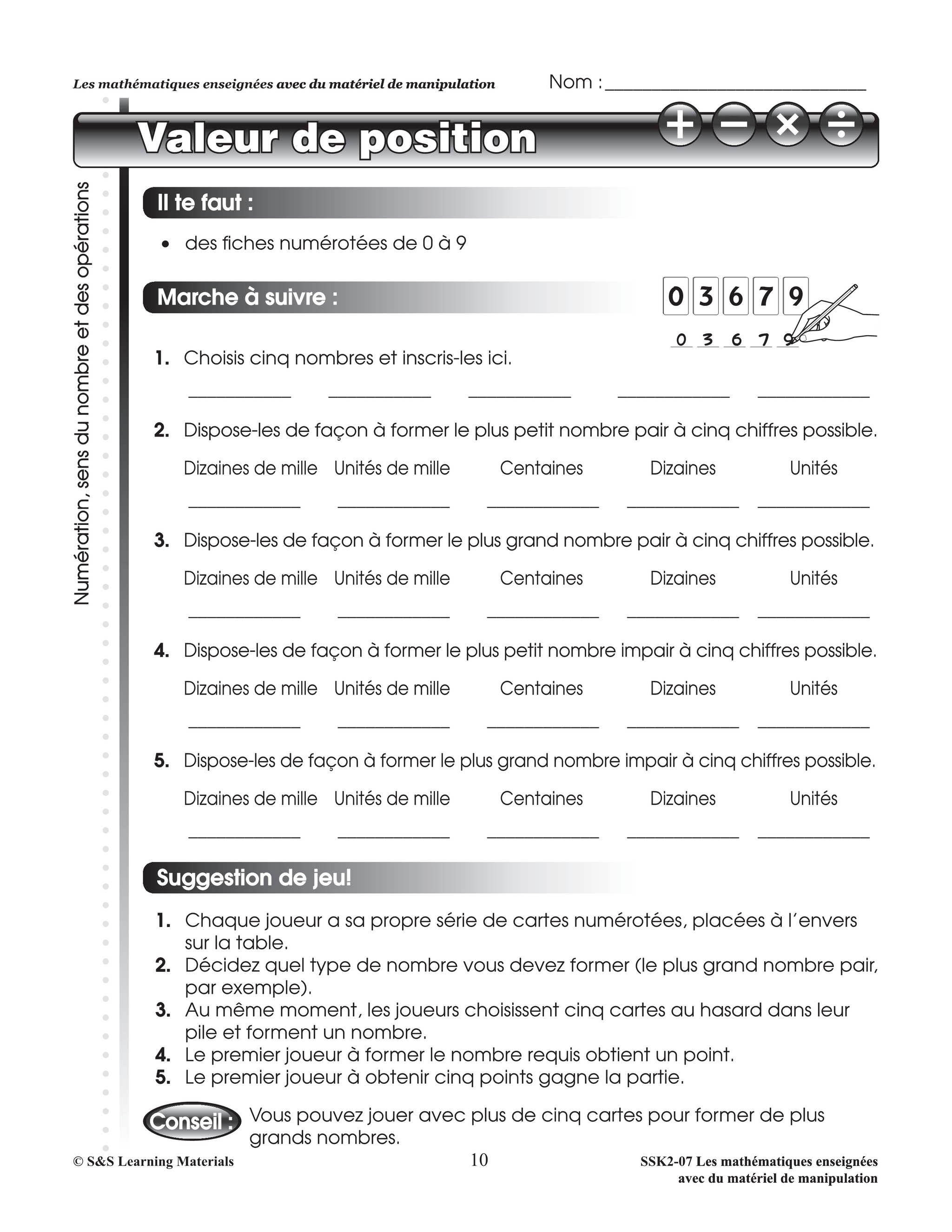 Les mathématiques enseignées avec du matériel de manipulation 4e à 6e année