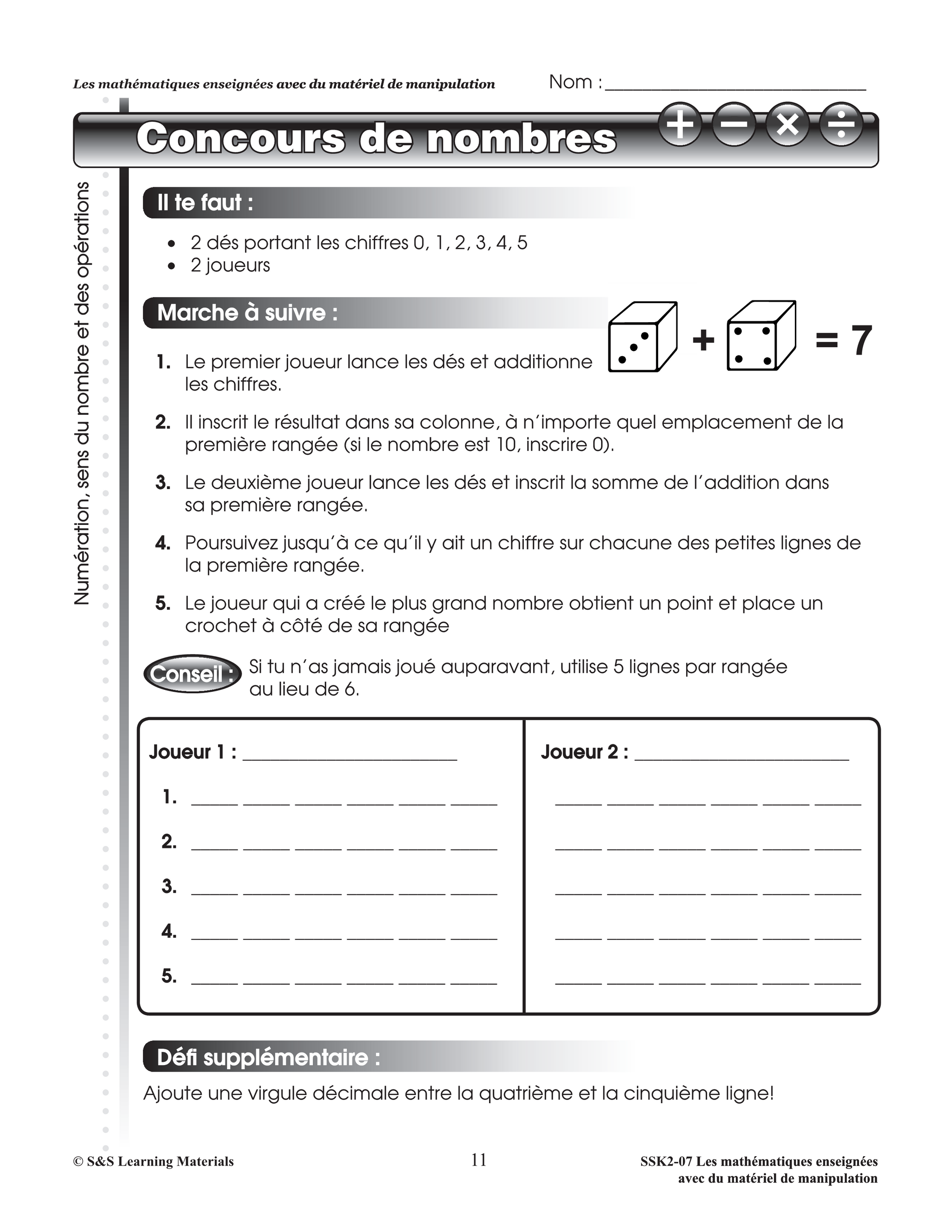 Les mathématiques enseignées avec du matériel de manipulation 4e à 6e année