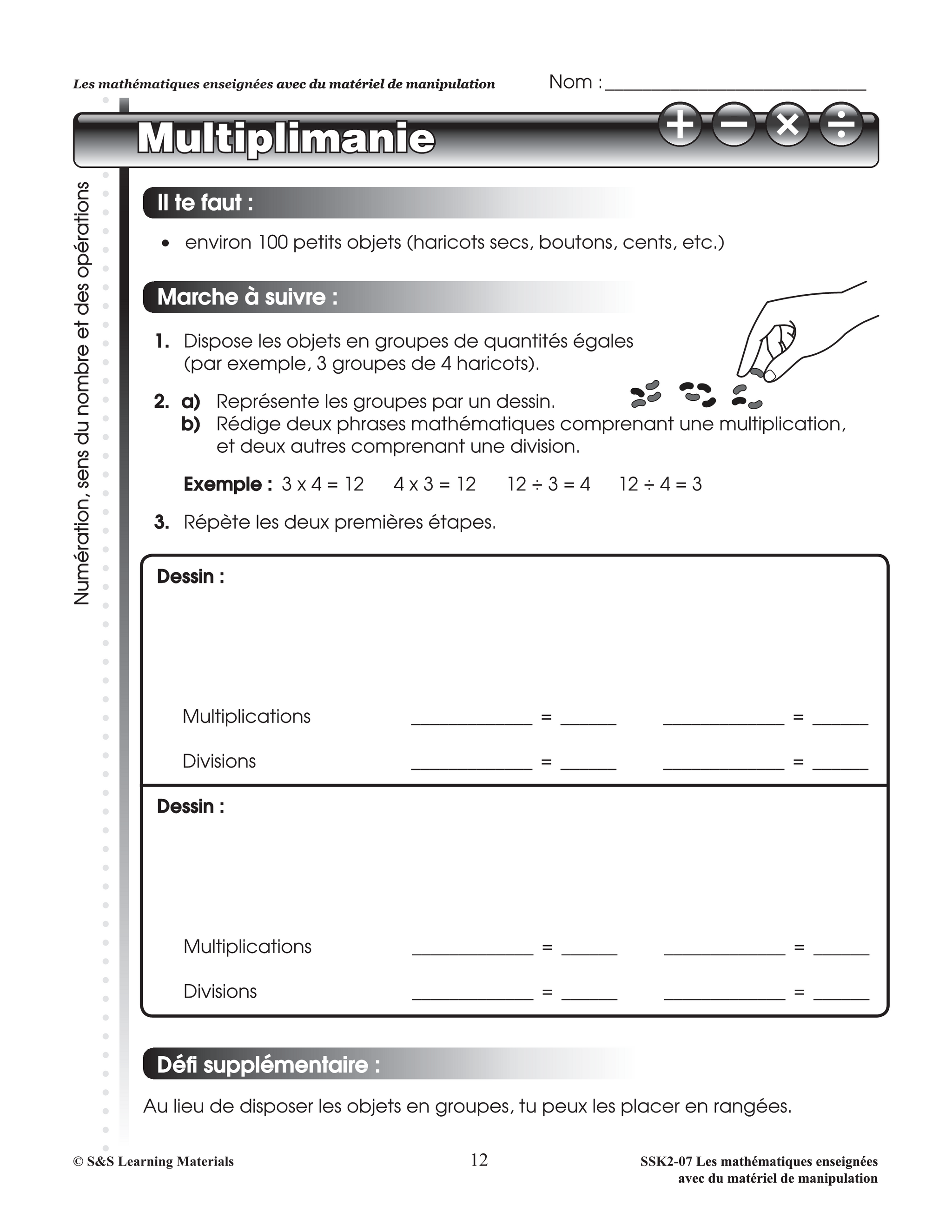 Les mathématiques enseignées avec du matériel de manipulation 4e à 6e année