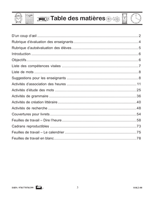 La mesure du temps 1e à 3e année