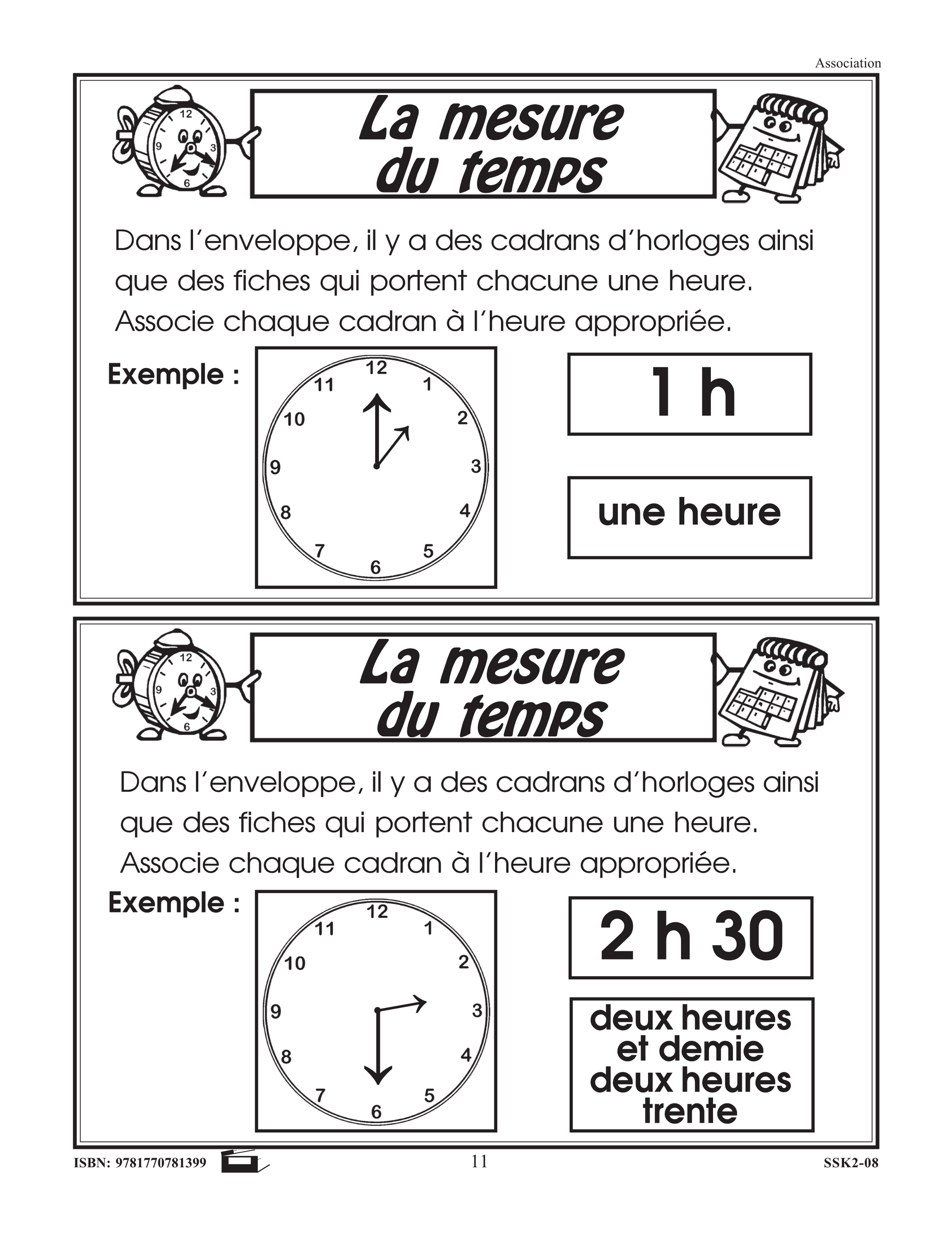 La mesure du temps 1e à 3e année