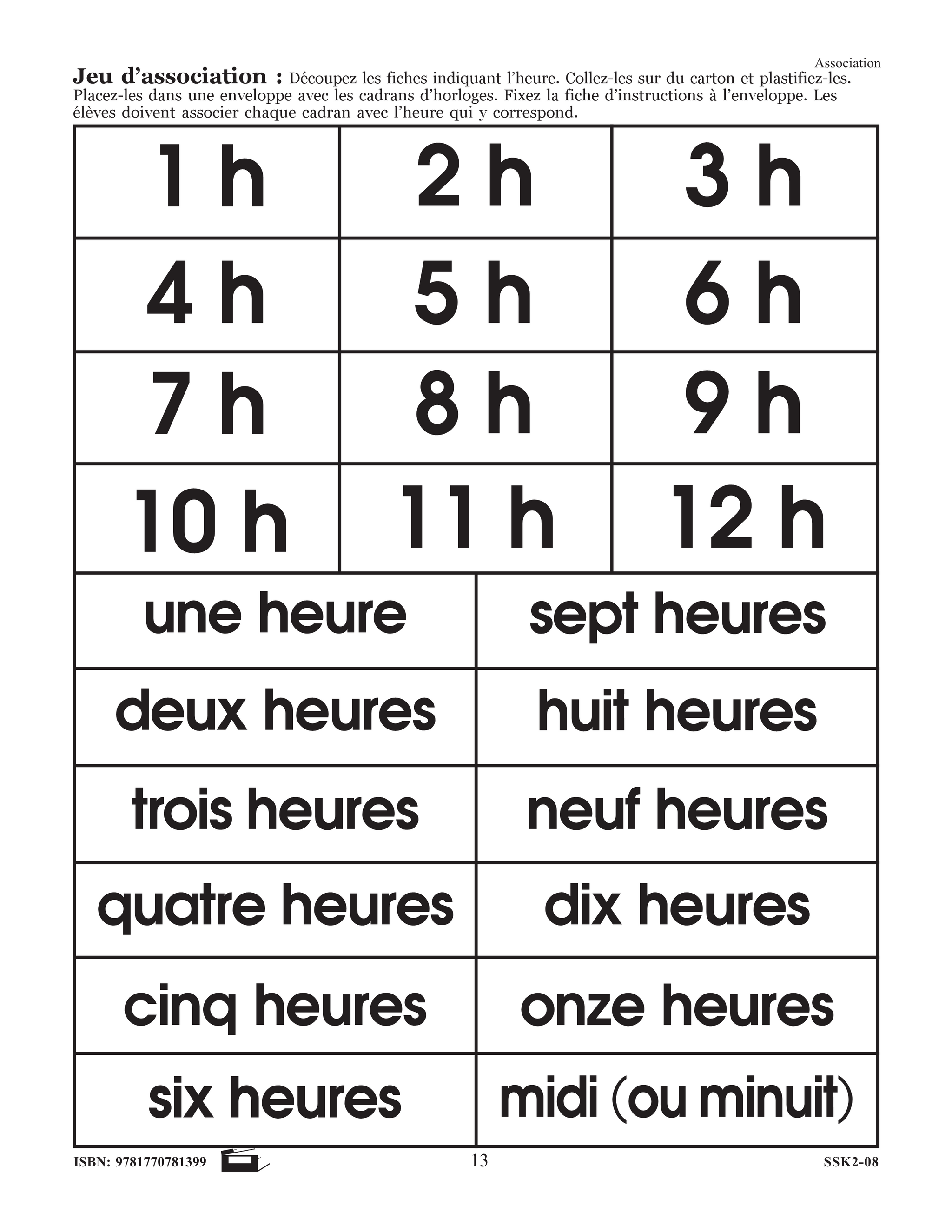 La mesure du temps 1e à 3e année