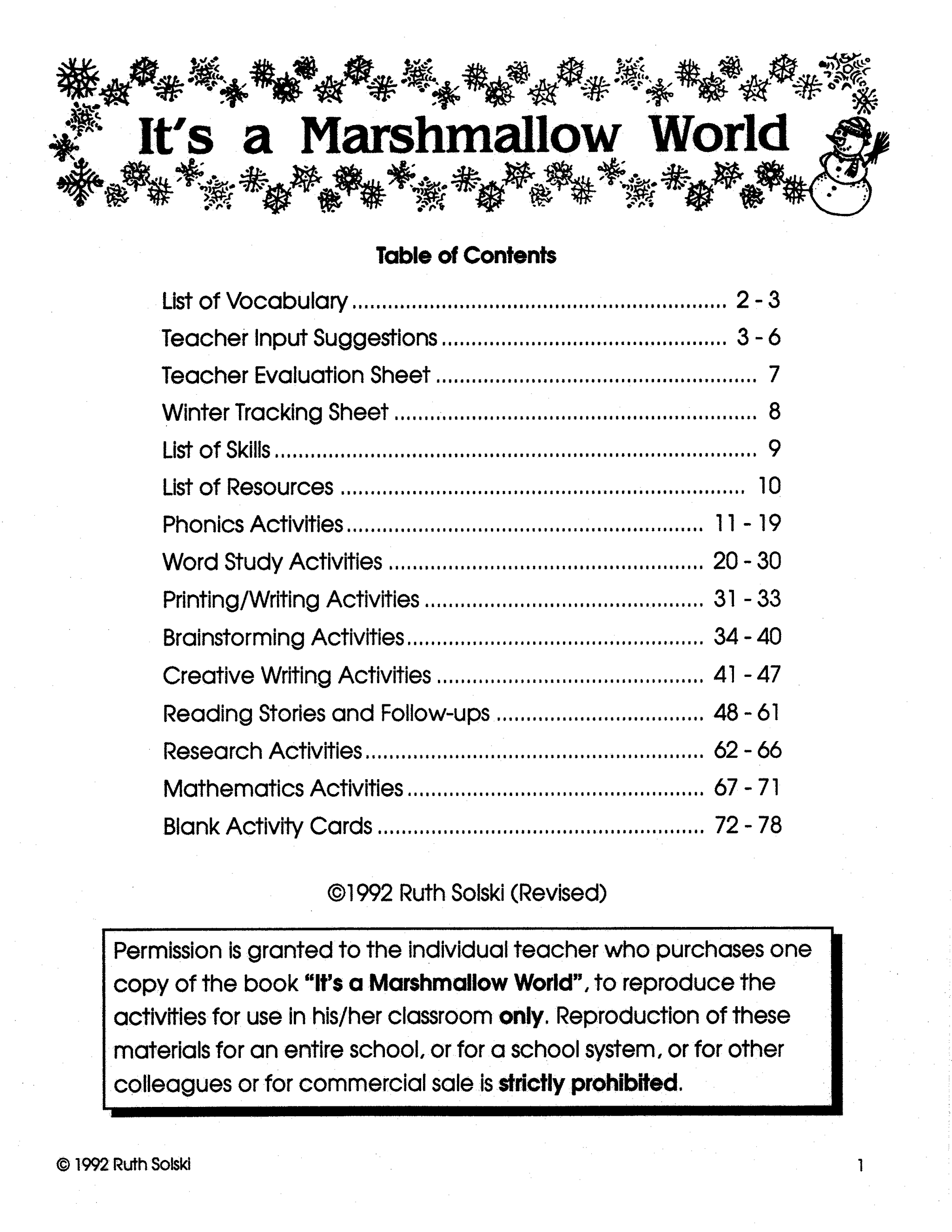 It's a Marshmallow World Grade 3