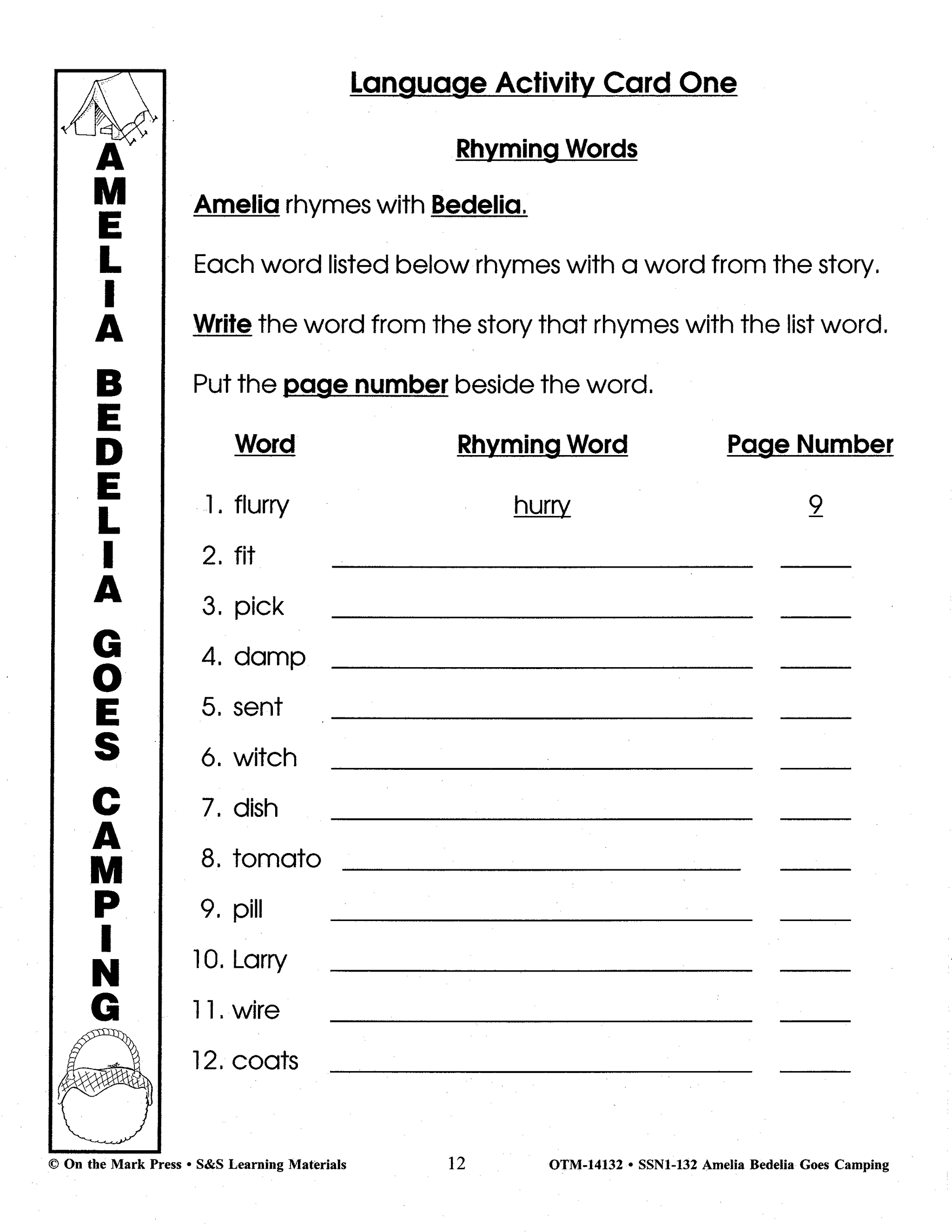 Amelia Bedelia Goes Camping: Lit Link/Novel Study Guide Gr. 1-3