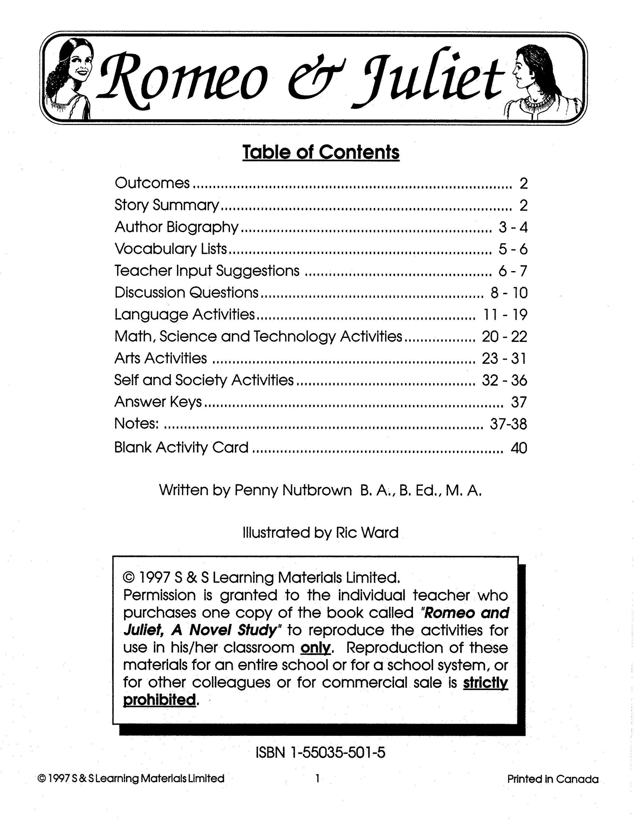 Romeo & Juliet, by William Shakespeare Lit Link/Novel Study Grades 7-8