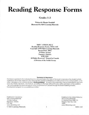 Reading Response Forms Grades 1-3
