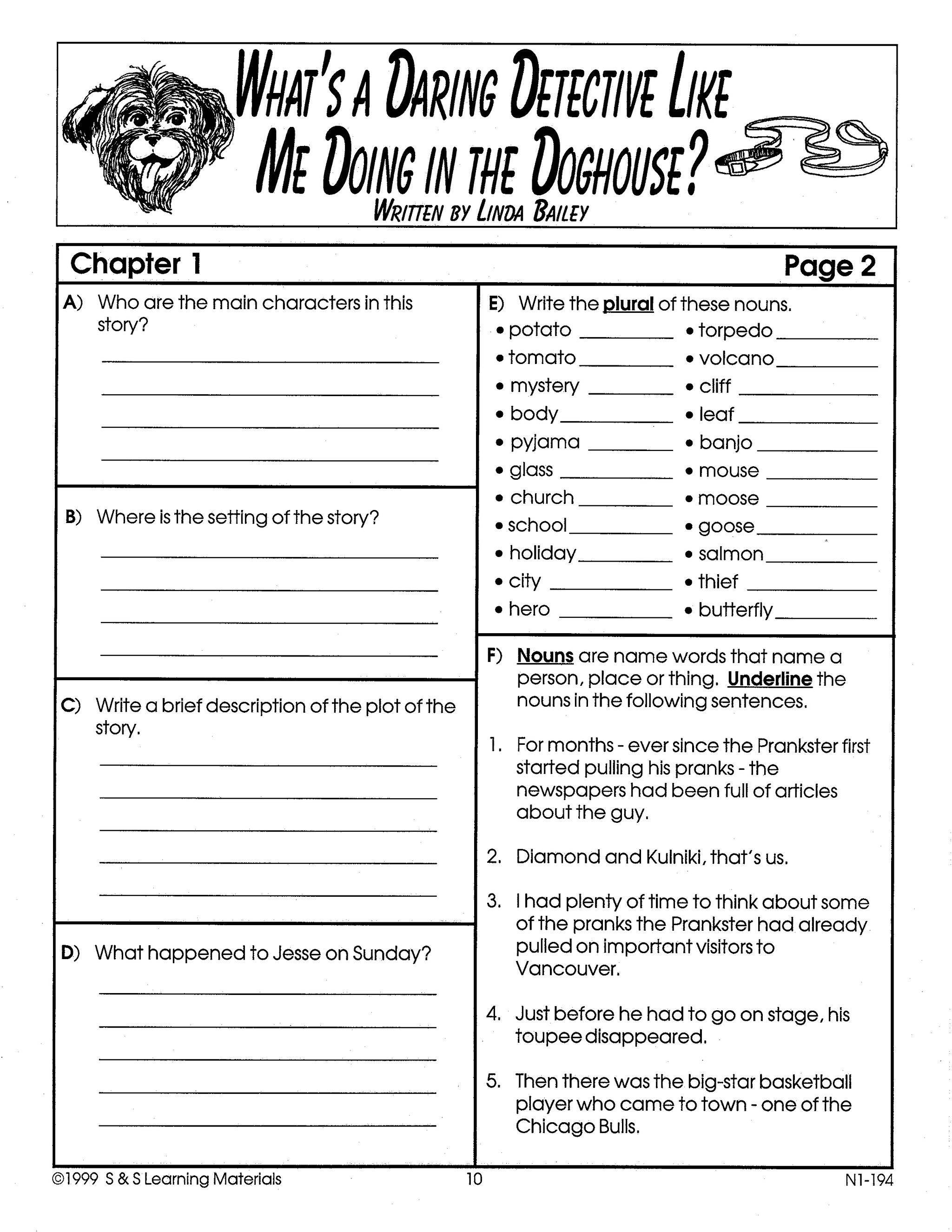 What's a Daring Detective Like Me Doing in the Doghouse?: Lit Link/Novel Study Gr.4-6