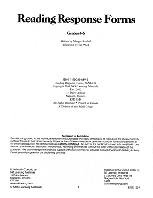 Reading Response Forms Gr. 4-6