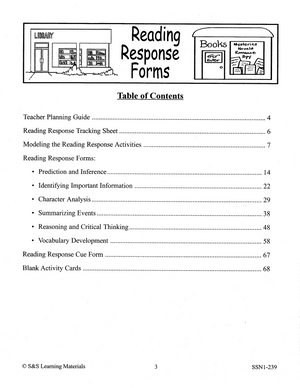 Reading Response Forms Gr. 4-6
